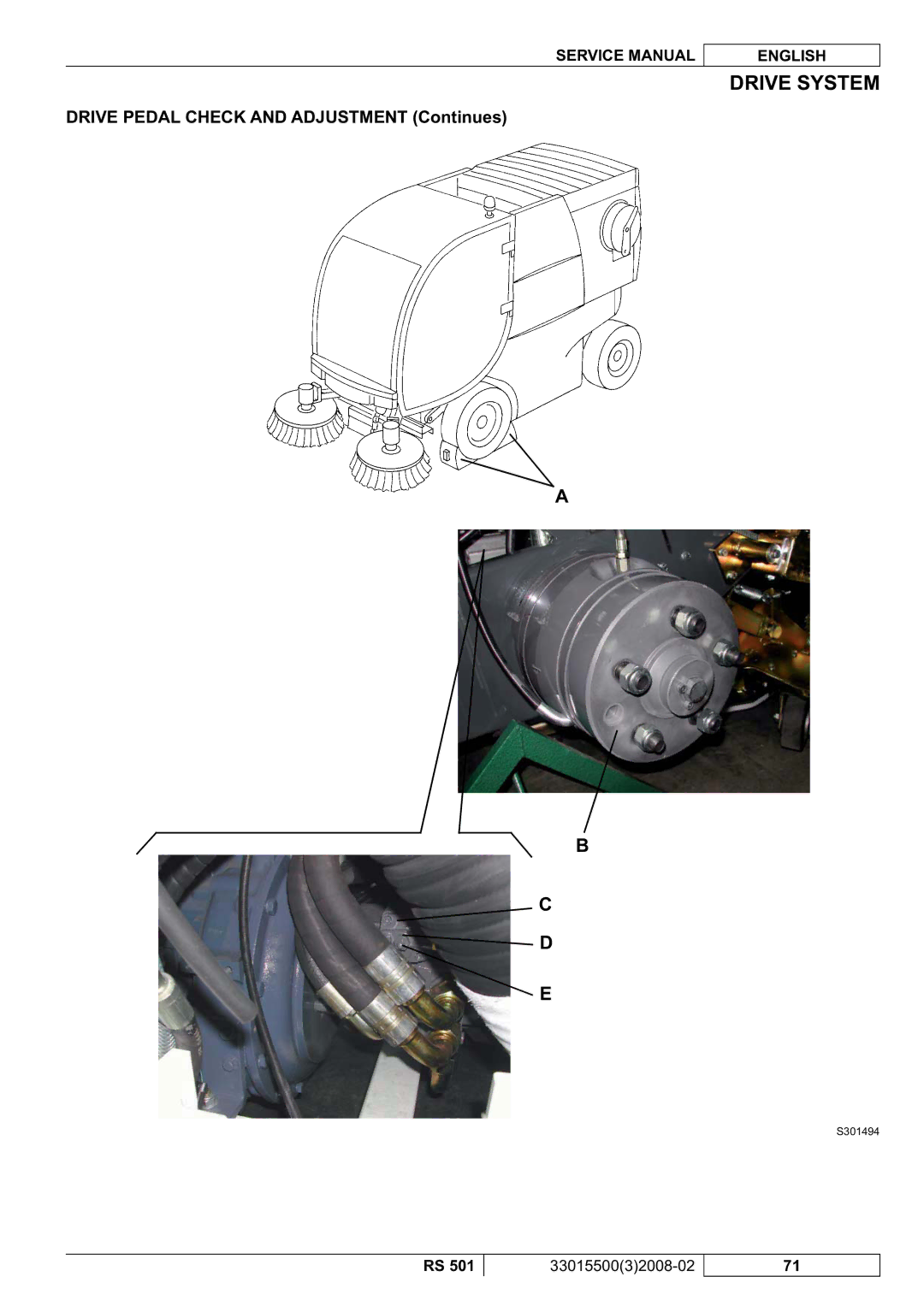 Nilfisk-Advance America RS 501 service manual Drive Pedal Check and Adjustment Continues 