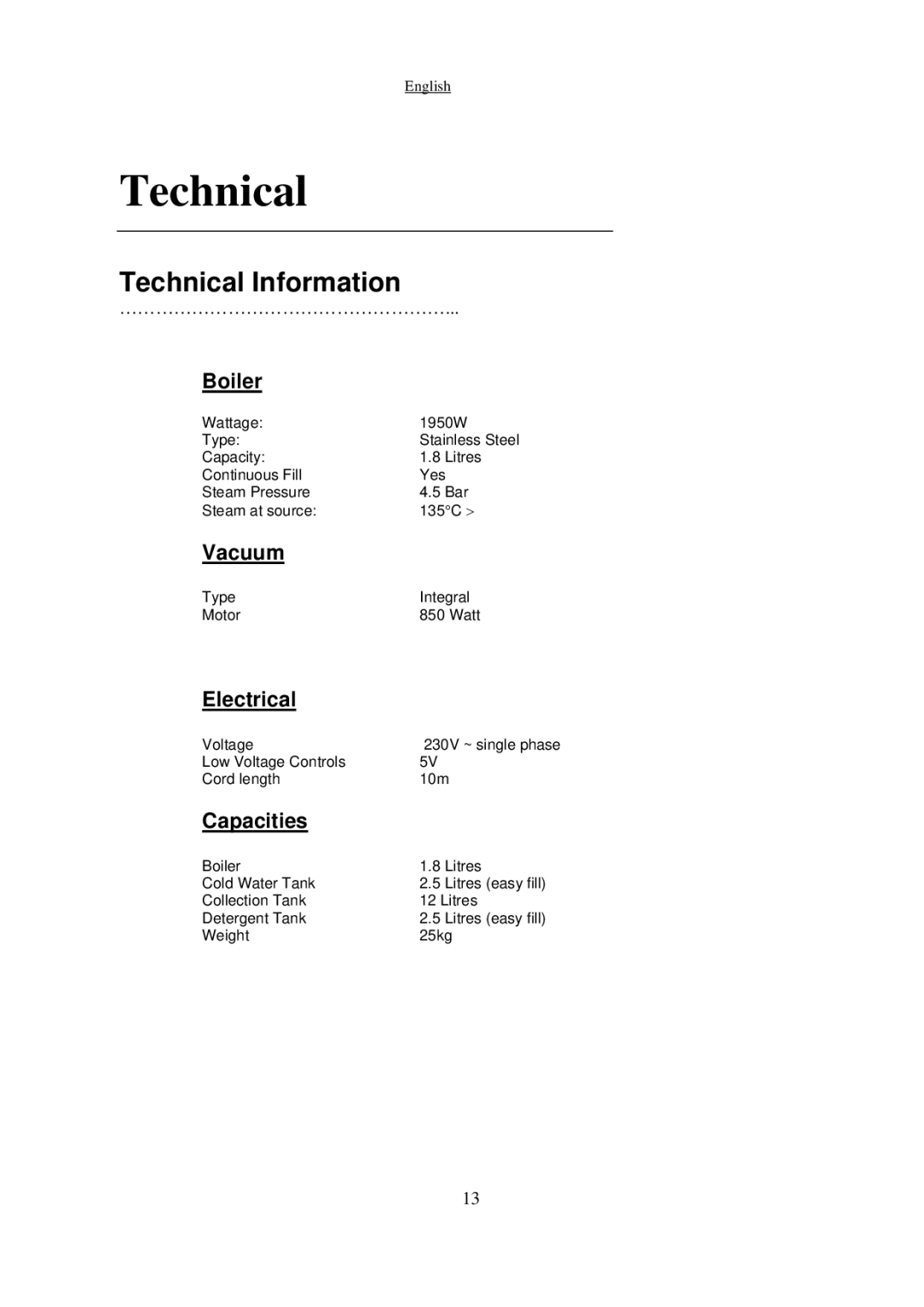 Nilfisk-Advance America SDV 4500 manual Technical Information 