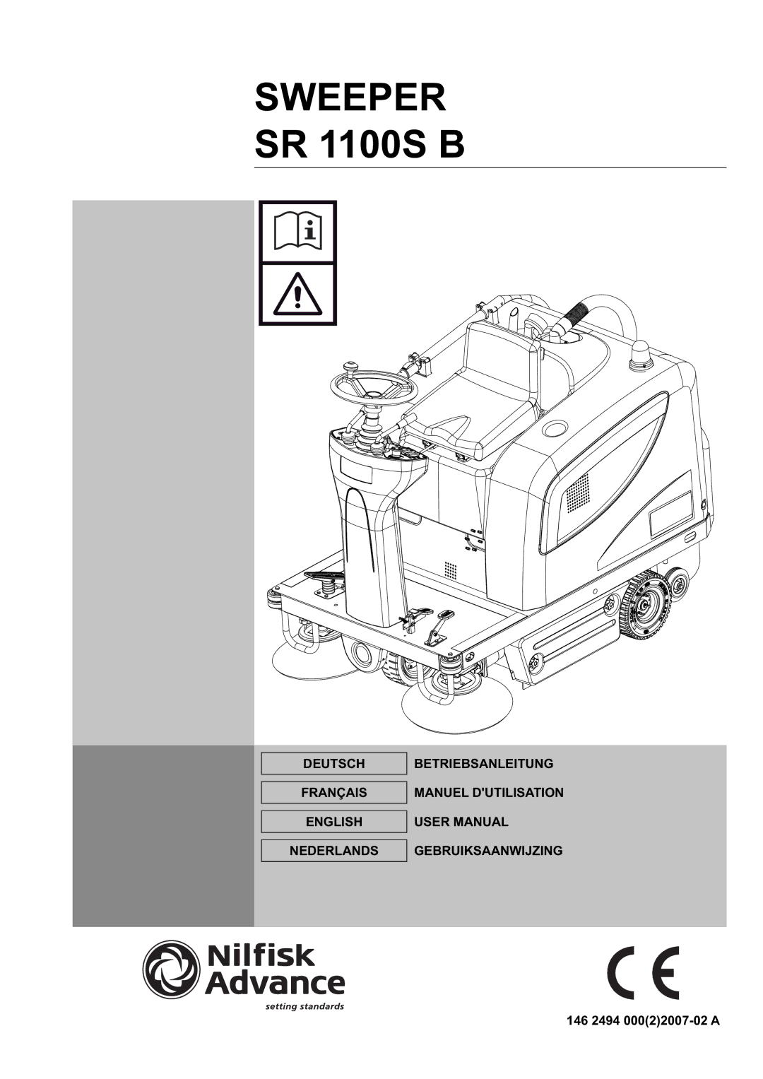 Nilfisk-Advance America manual Sweeper SR 1100S B, 146 2494 00022007-02 a 