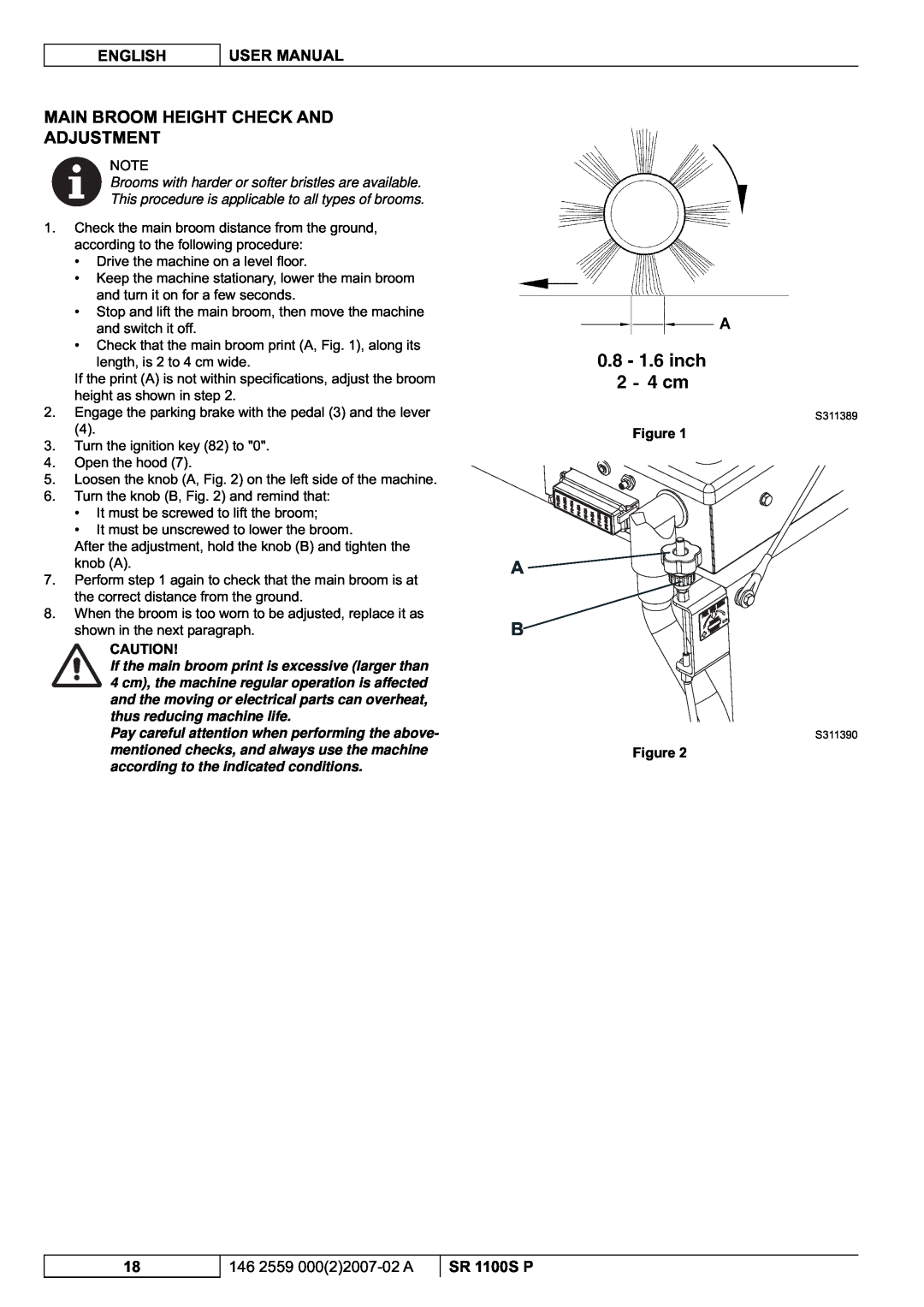 Nilfisk-Advance America SR 1100S Main Broom Height Check And Adjustment, English, User Manual, 146 2559 00022007-02A 