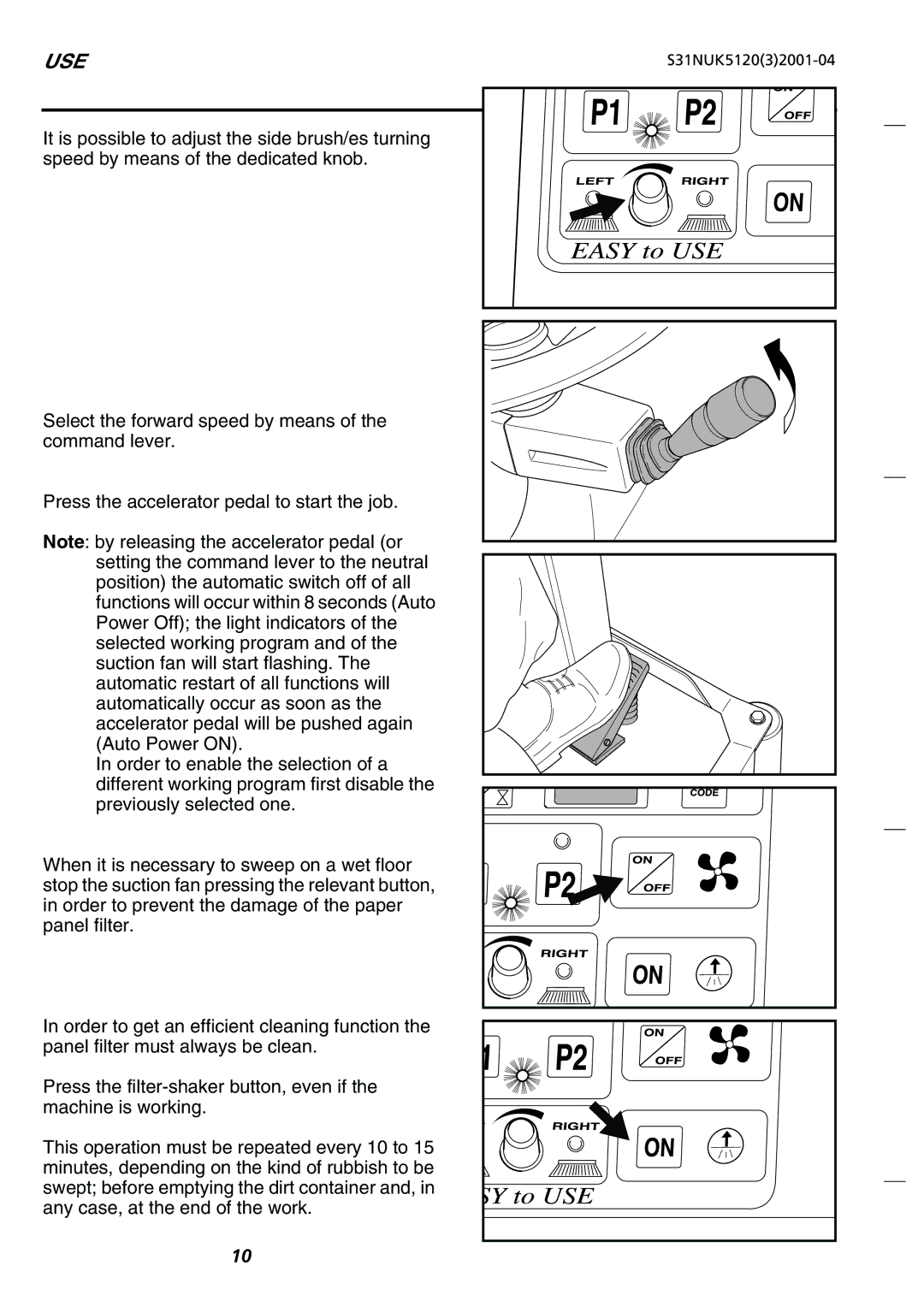 Nilfisk-Advance America SR 5120 P/B, SR 1200 P/B, SR 5110 P/B, SR 1100 P/B manual Use 