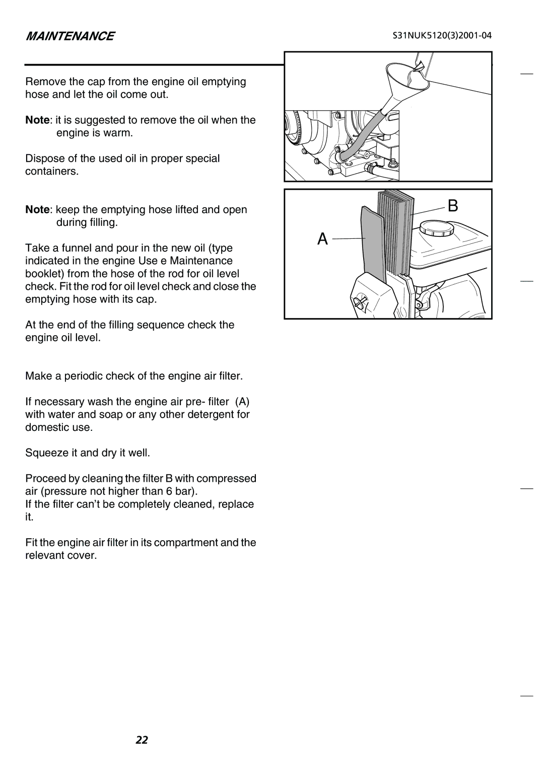 Nilfisk-Advance America SR 5120 P/B, SR 1200 P/B, SR 5110 P/B, SR 1100 P/B manual Maintenance 