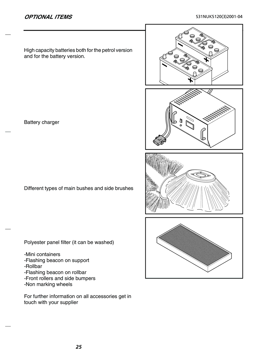 Nilfisk-Advance America SR 1100 P/B, SR 5120 P/B, SR 1200 P/B, SR 5110 P/B manual Optional Items 