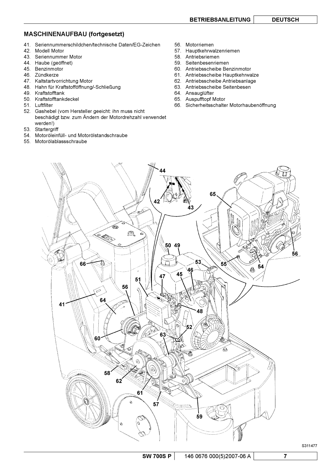 Nilfisk-Advance America SW 700S P manuel dutilisation Maschinenaufbau fortgesetzt 