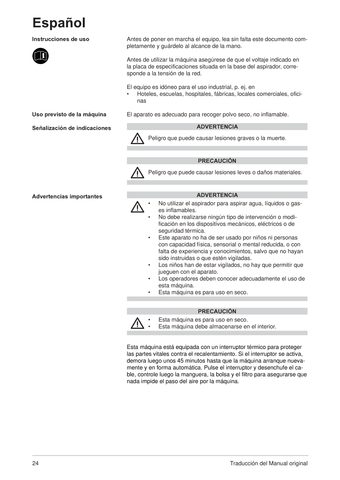 Nilfisk-Advance America VC300 user manual Español 