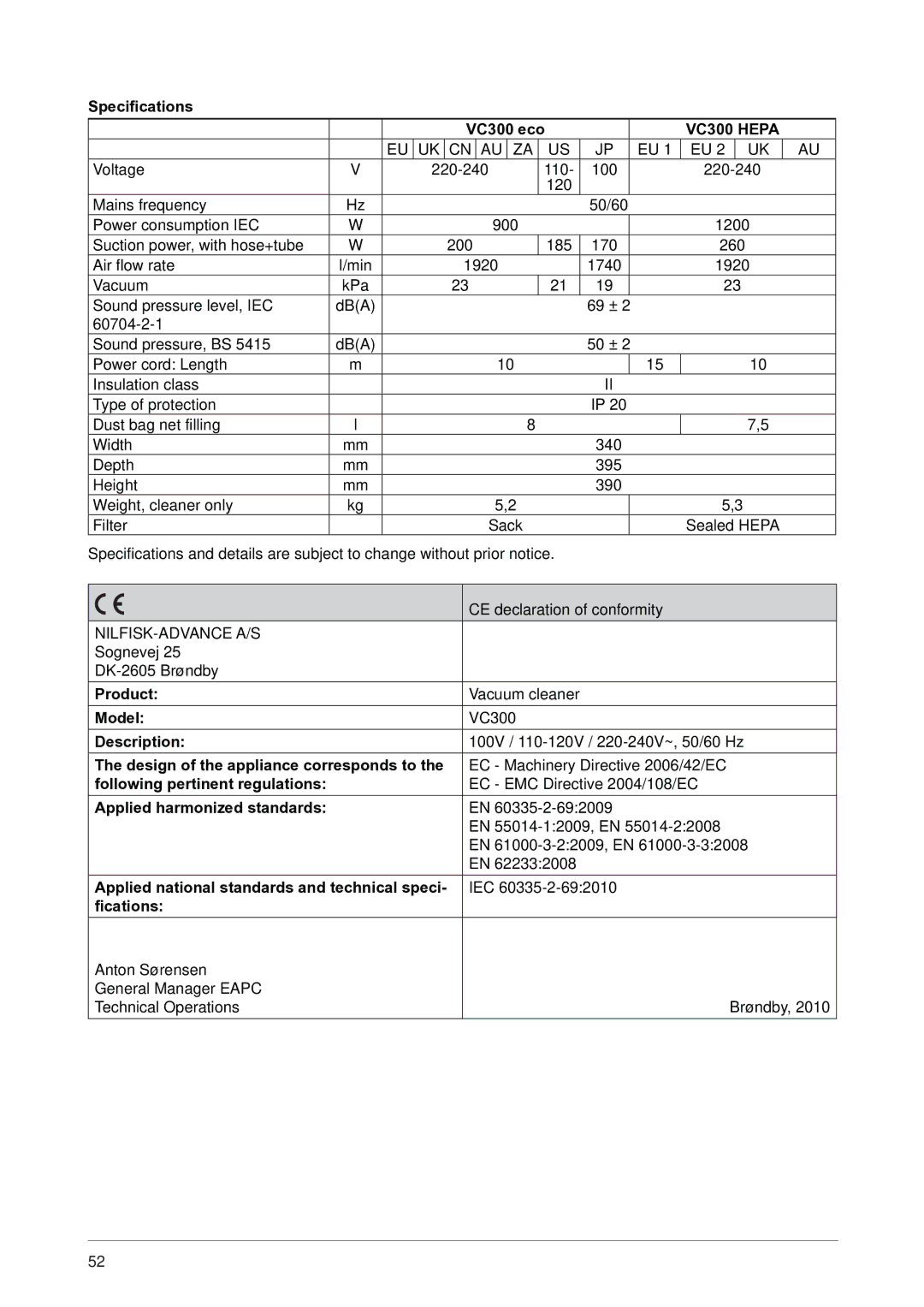 Nilfisk-Advance America user manual VC300 Hepa 