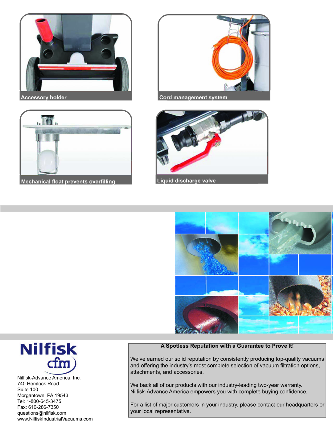 Nilfisk-Advance America WST 100 DV, WSS 100 manual Spotless Reputation with a Guarantee to Prove It 