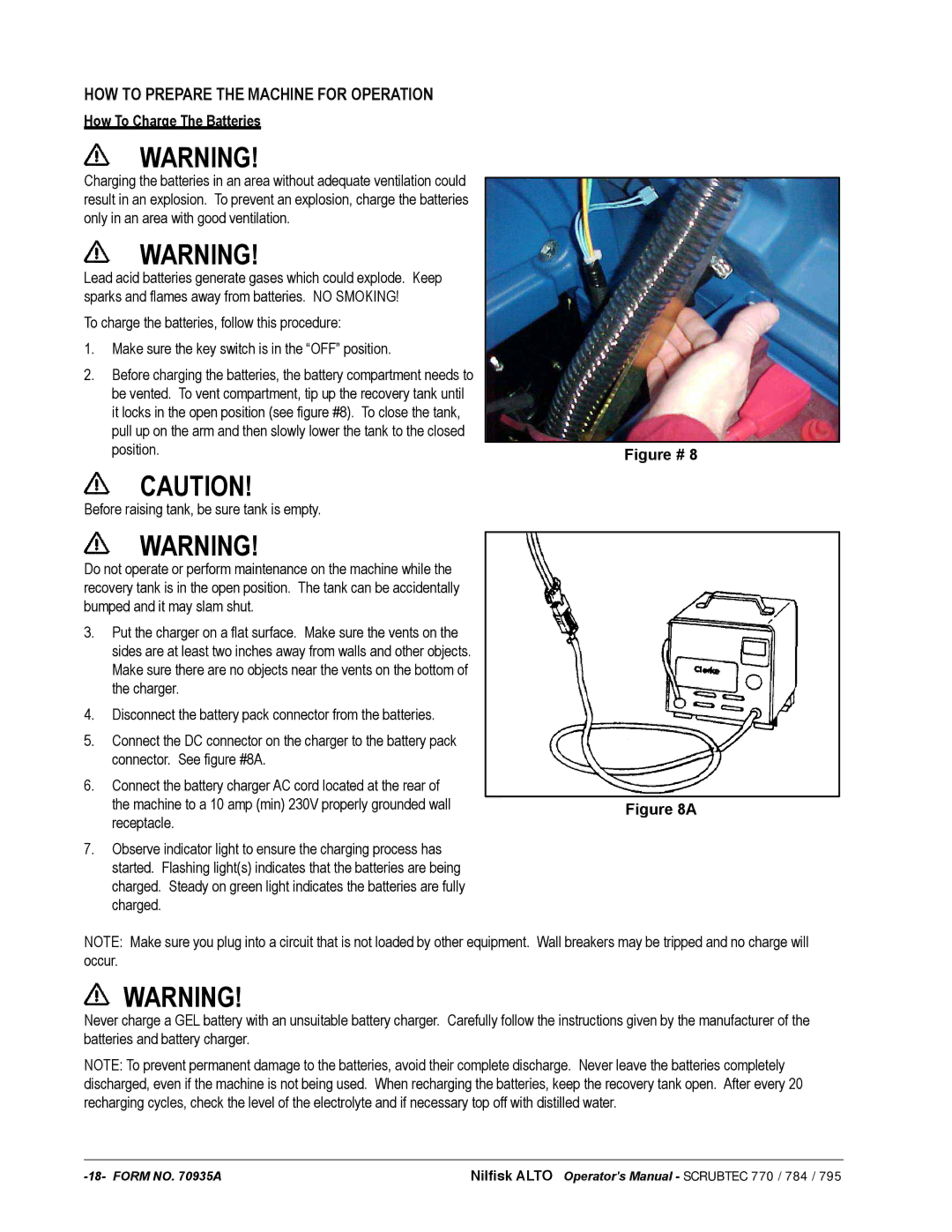 Nilfisk-ALTO 05230F, 05220G, 05211F, 05231F, 05221F, 05220F, 05210G, 05210F manual How To Charge The Batteries, Figure # 