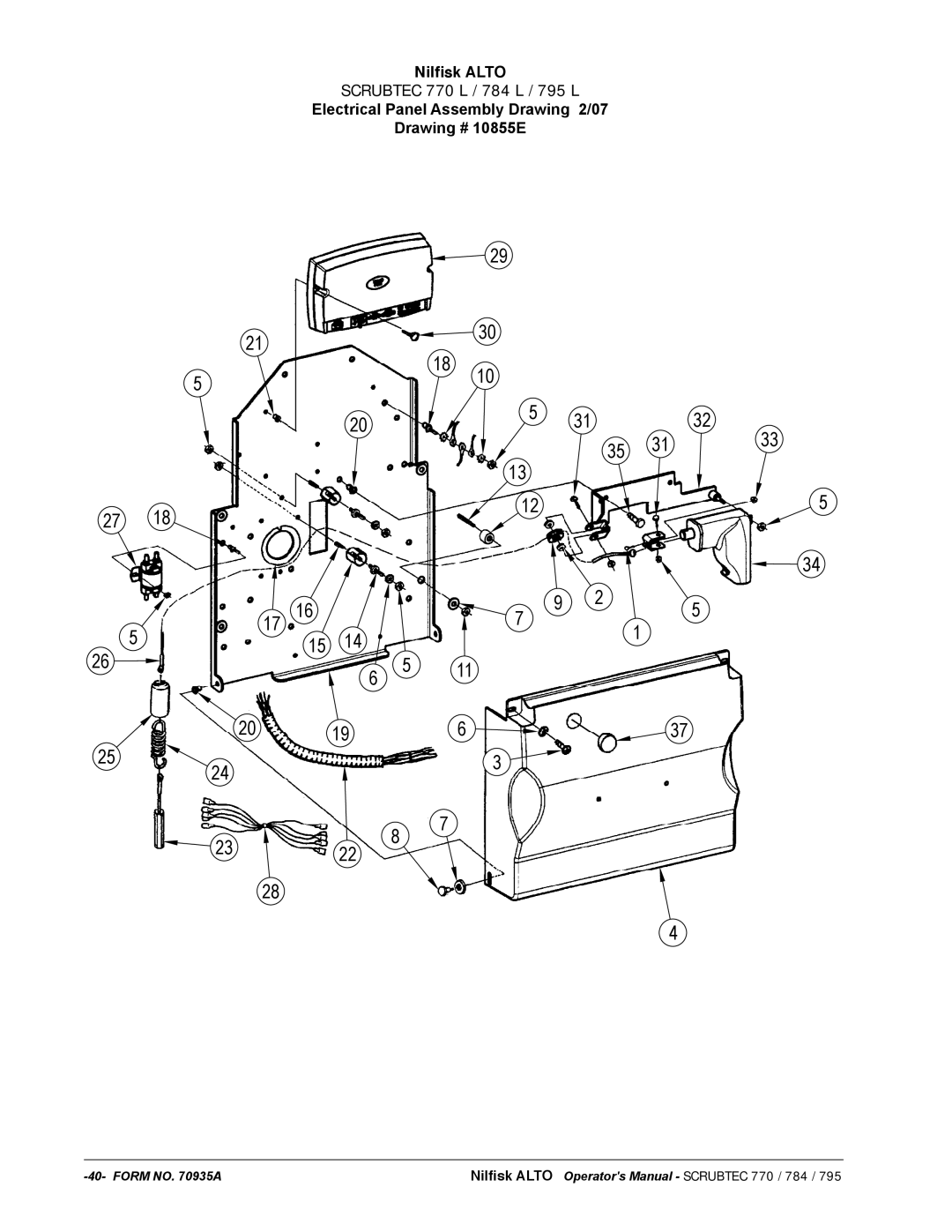 Nilfisk-ALTO 05220G, 05211F, 05230F, 05231F, 05221F, 05220F, 05210G Form no a Nilﬁsk Alto Operators Manual Scrubtec 770 / 784 