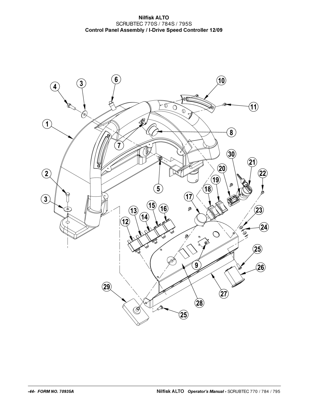 Nilfisk-ALTO 05221F, 05220G, 05211F, 05230F, 05231F, 05220F, 05210G Form no a Nilﬁsk Alto Operators Manual Scrubtec 770 / 784 