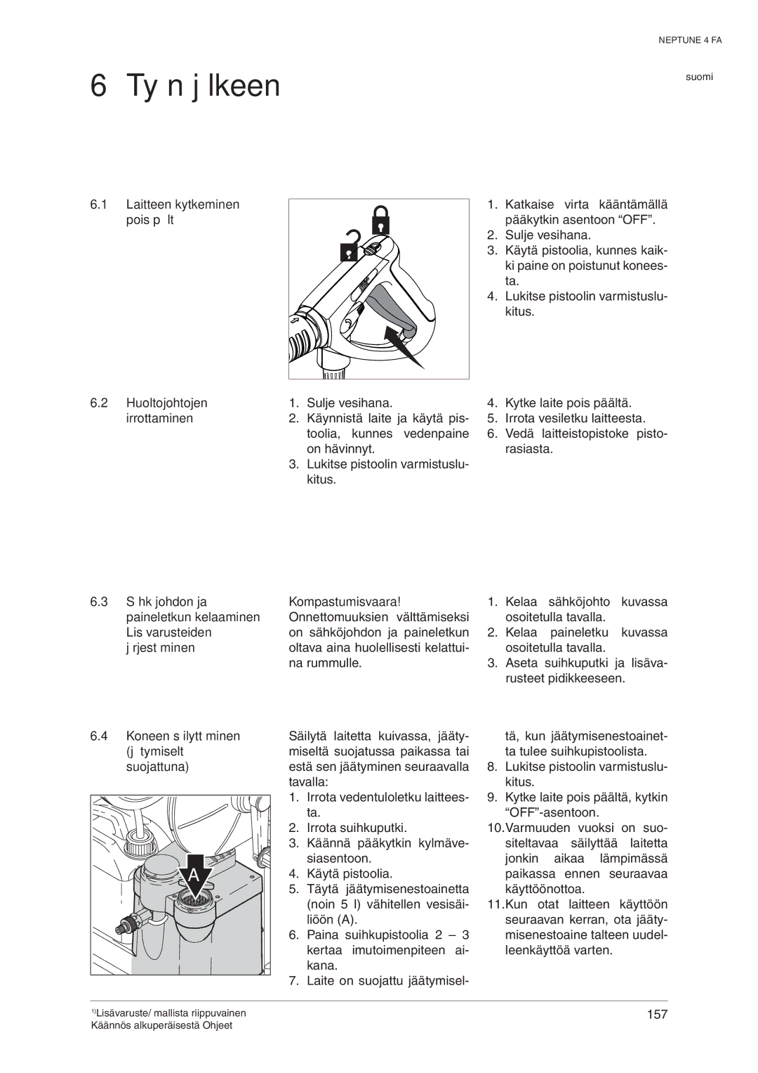 Nilfisk-ALTO 107140469 D manual Työn jälkeen 