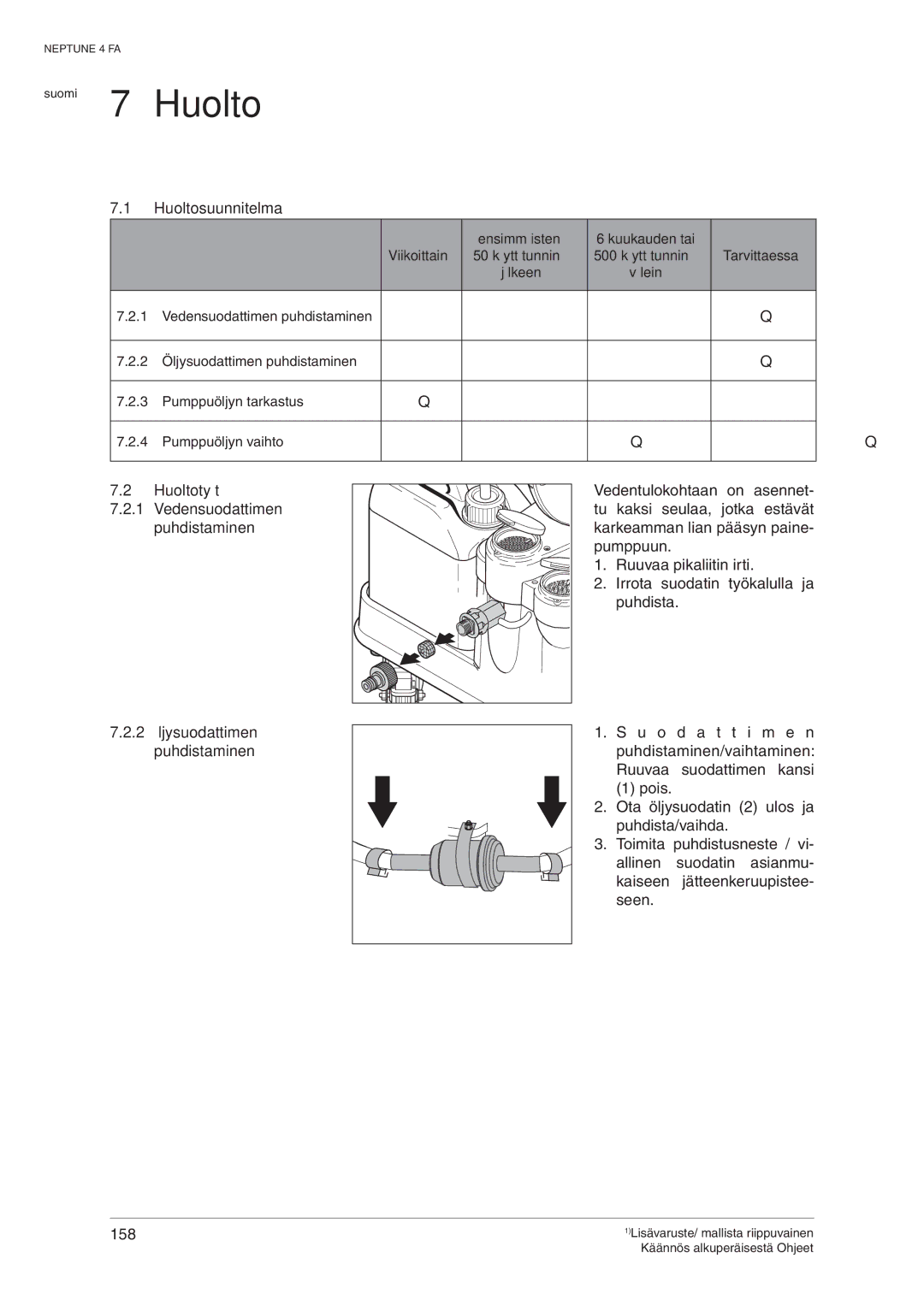 Nilfisk-ALTO 107140469 D manual Suomi 7 Huolto 