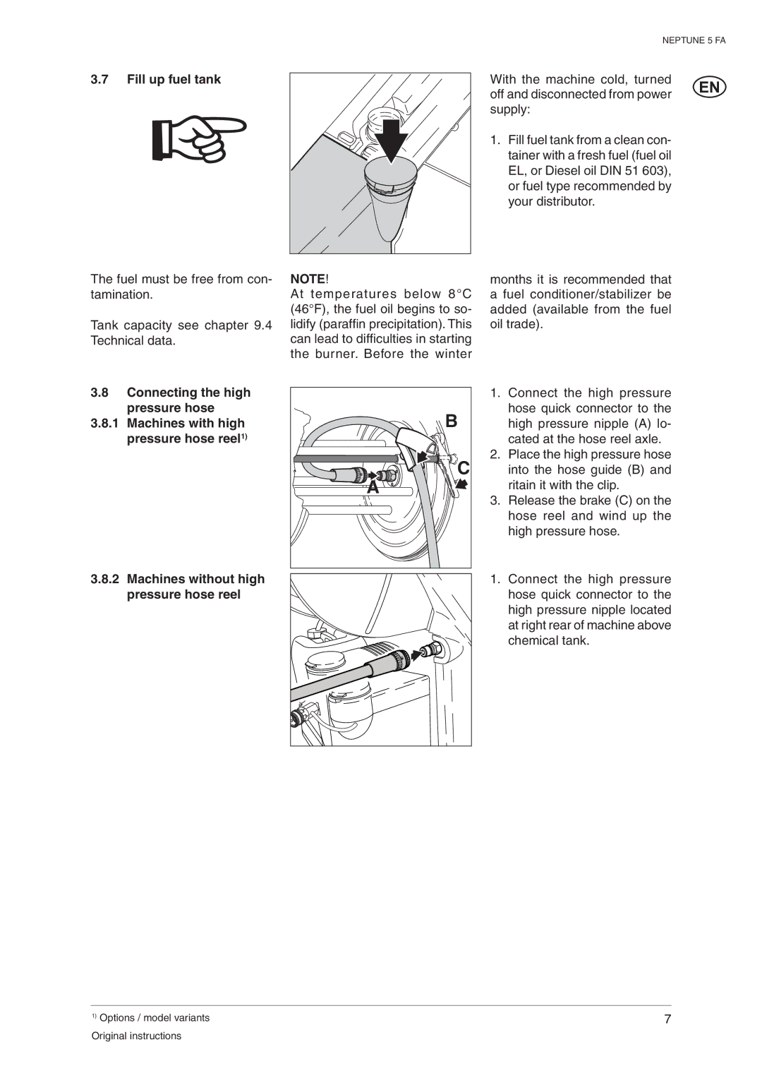 Nilfisk-ALTO 107400337 C operating instructions Fill up fuel tank 