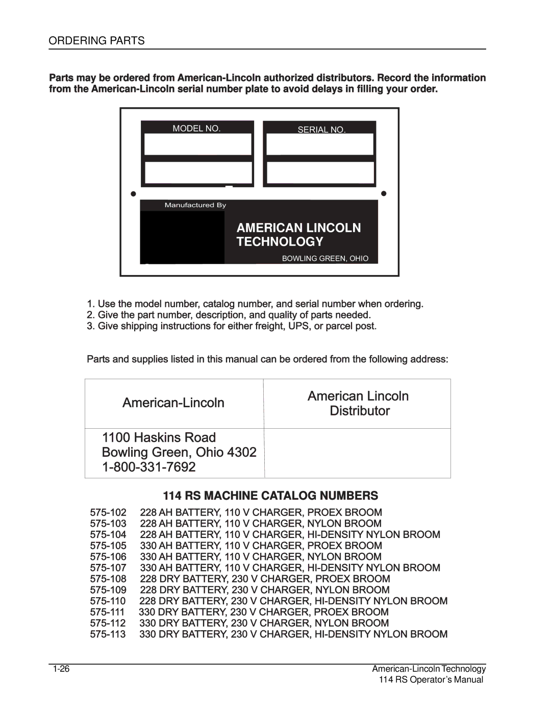 Nilfisk-ALTO 114RS SWEEPER manual Technology, Ordering Parts 