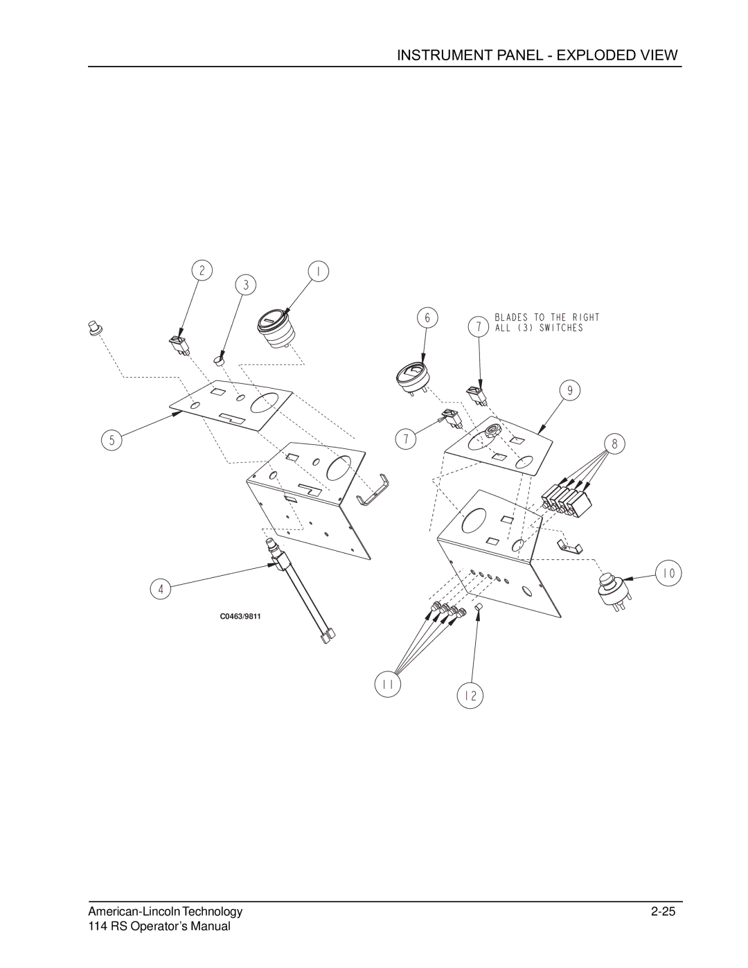 Nilfisk-ALTO 114RS SWEEPER manual Instrument Panel Exploded View 