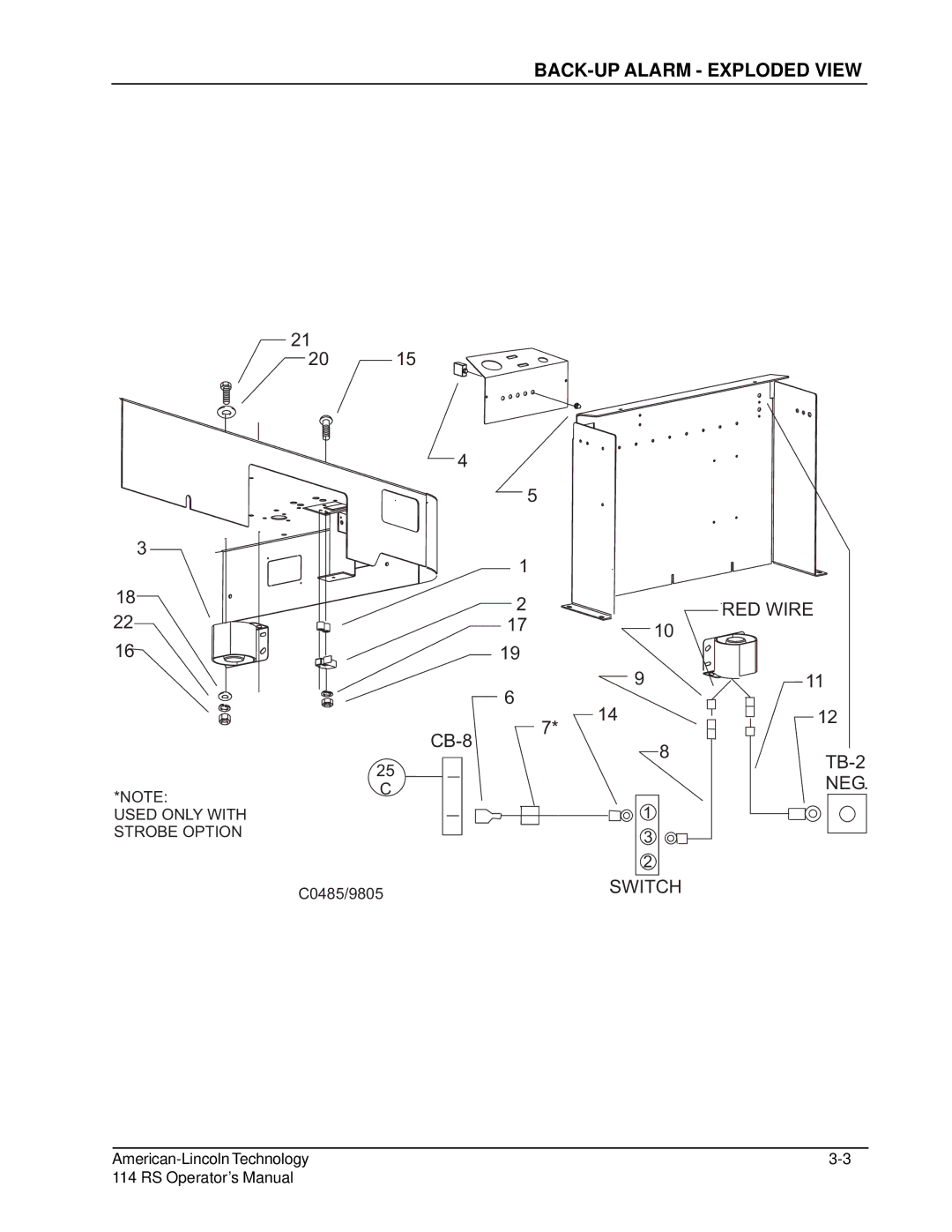 Nilfisk-ALTO 114RS SWEEPER manual BACK-UP Alarm Exploded View 