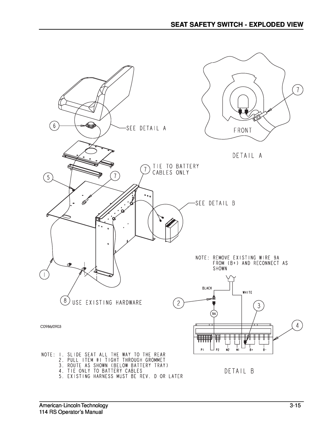 Nilfisk-ALTO 114RS SWEEPER Seat Safety Switch - Exploded View, American-LincolnTechnology, 3-15, RS Operator’s Manual 