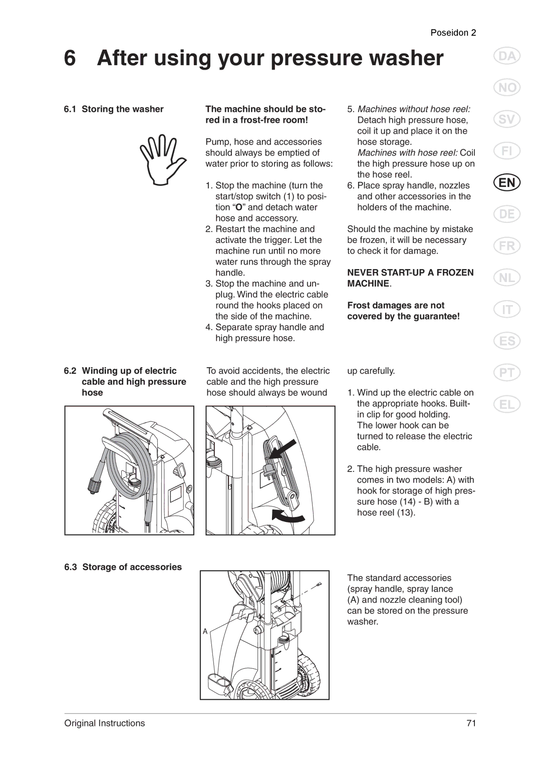 Nilfisk-ALTO 2 manual After using your pressure washer, Storage of accessories 