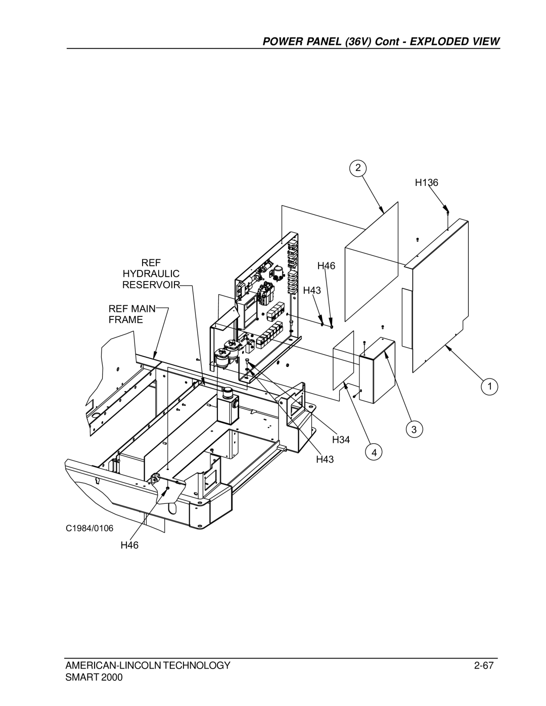 Nilfisk-ALTO 2000 manual Power Panel 36V Cont Exploded View 