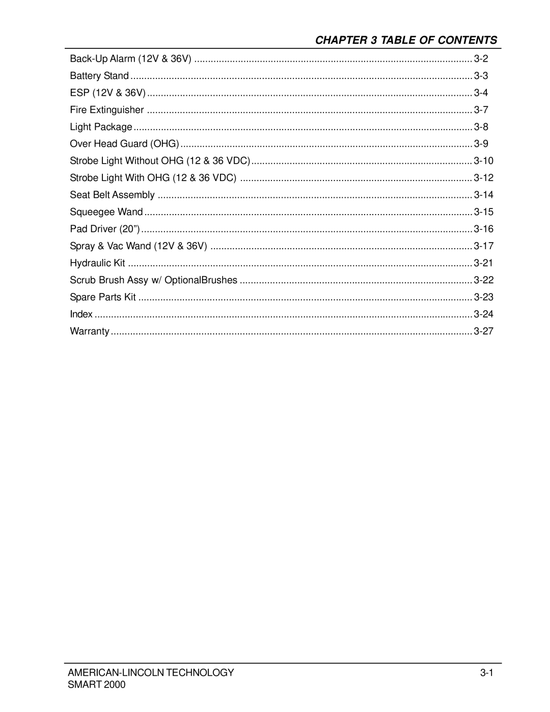 Nilfisk-ALTO 2000 manual Table of Contents 