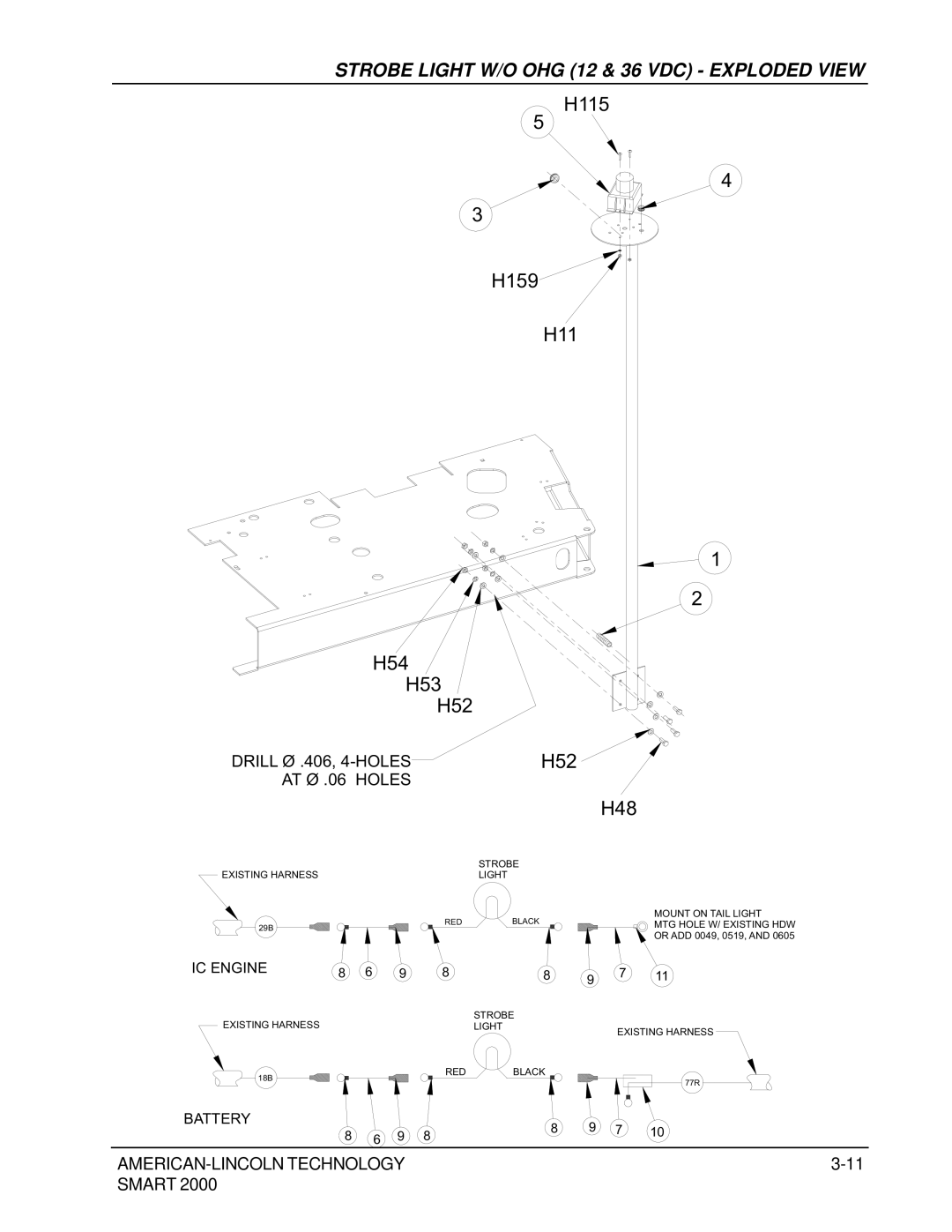 Nilfisk-ALTO 2000 manual Strobe Light W/O OHG 12 & 36 VDC Exploded View 