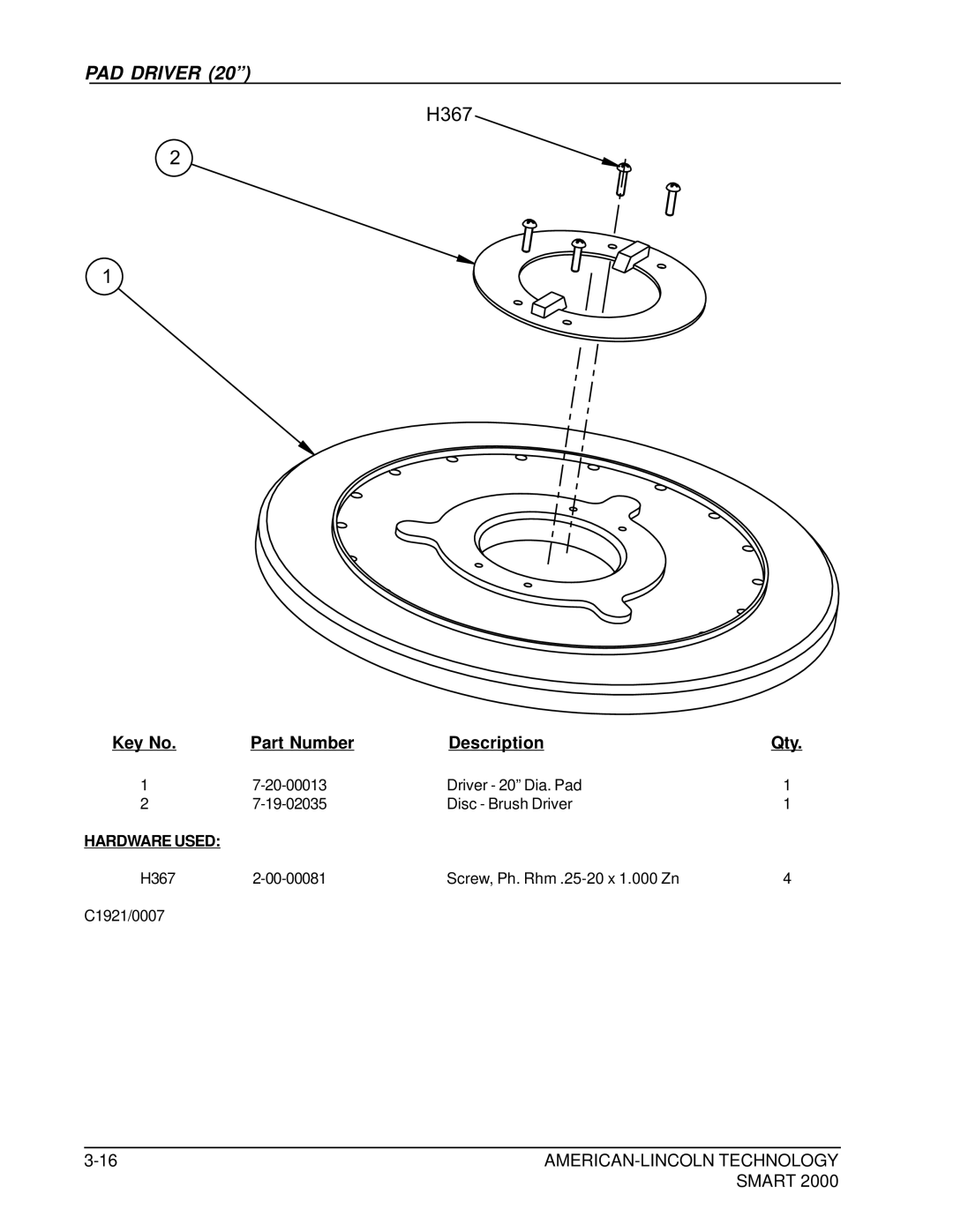 Nilfisk-ALTO 2000 manual H367, PAD Driver 