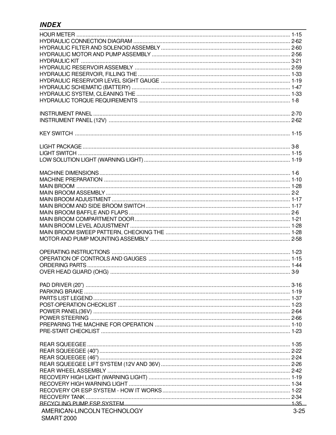 Nilfisk-ALTO 2000 manual Index 