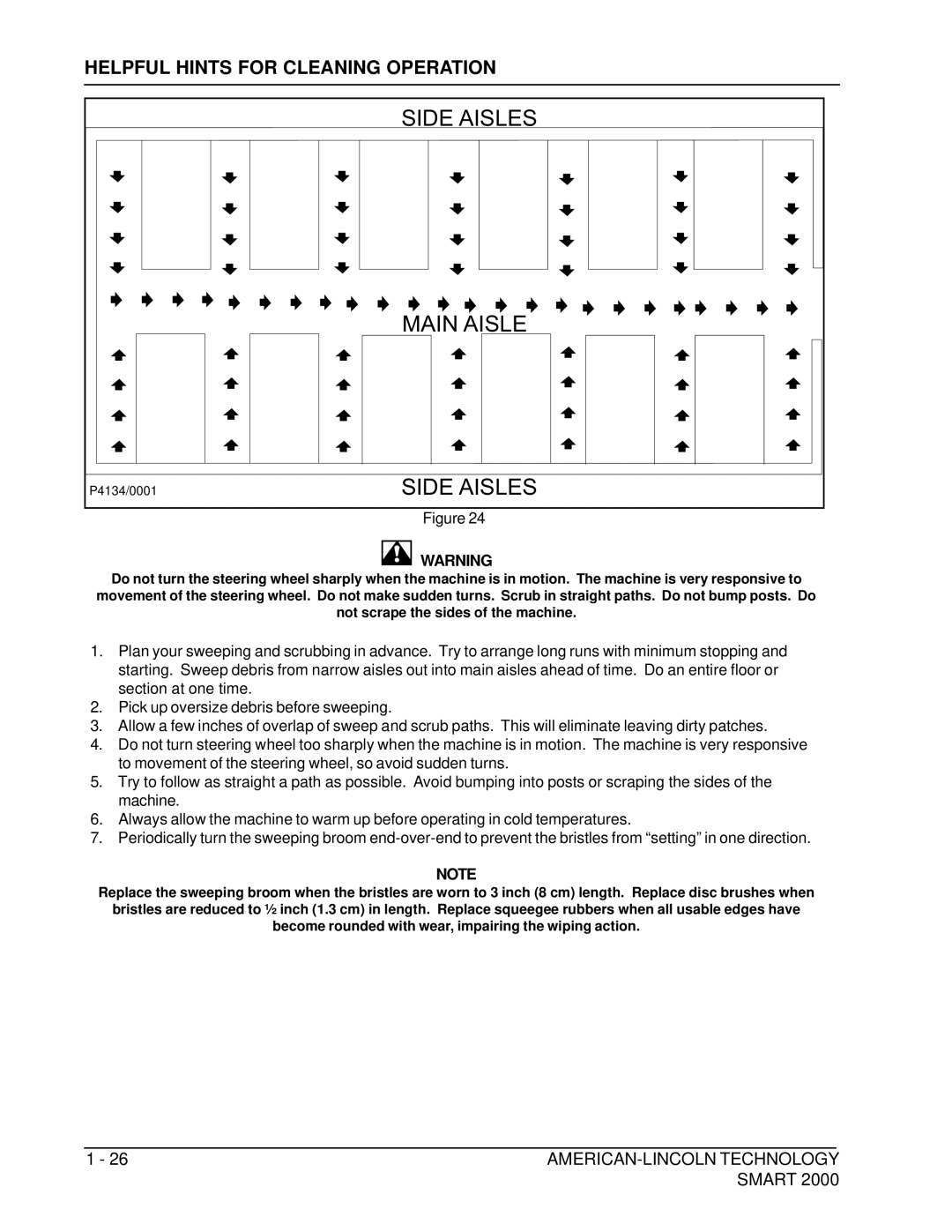 Nilfisk-ALTO 2000 manual Main Aisle, Helpful Hints for Cleaning Operation 