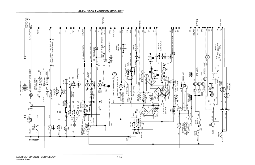 Nilfisk-ALTO 2000 manual Electrical Schematic Battery, E,K 