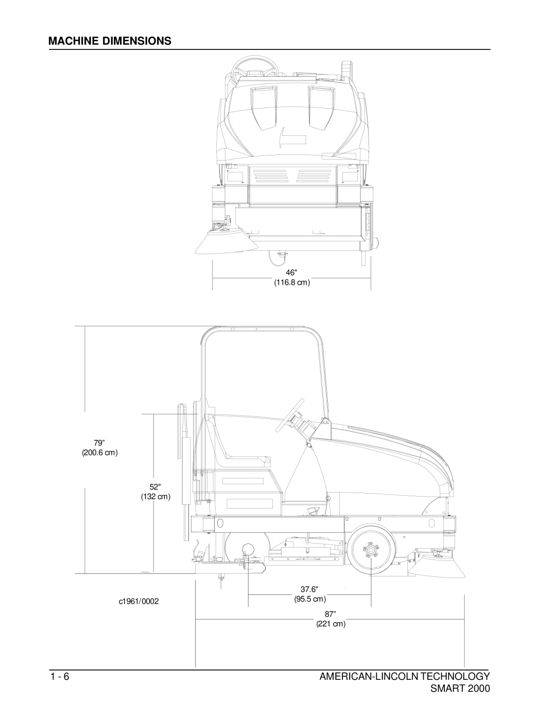 Nilfisk-ALTO 2000 manual Machine Dimensions 