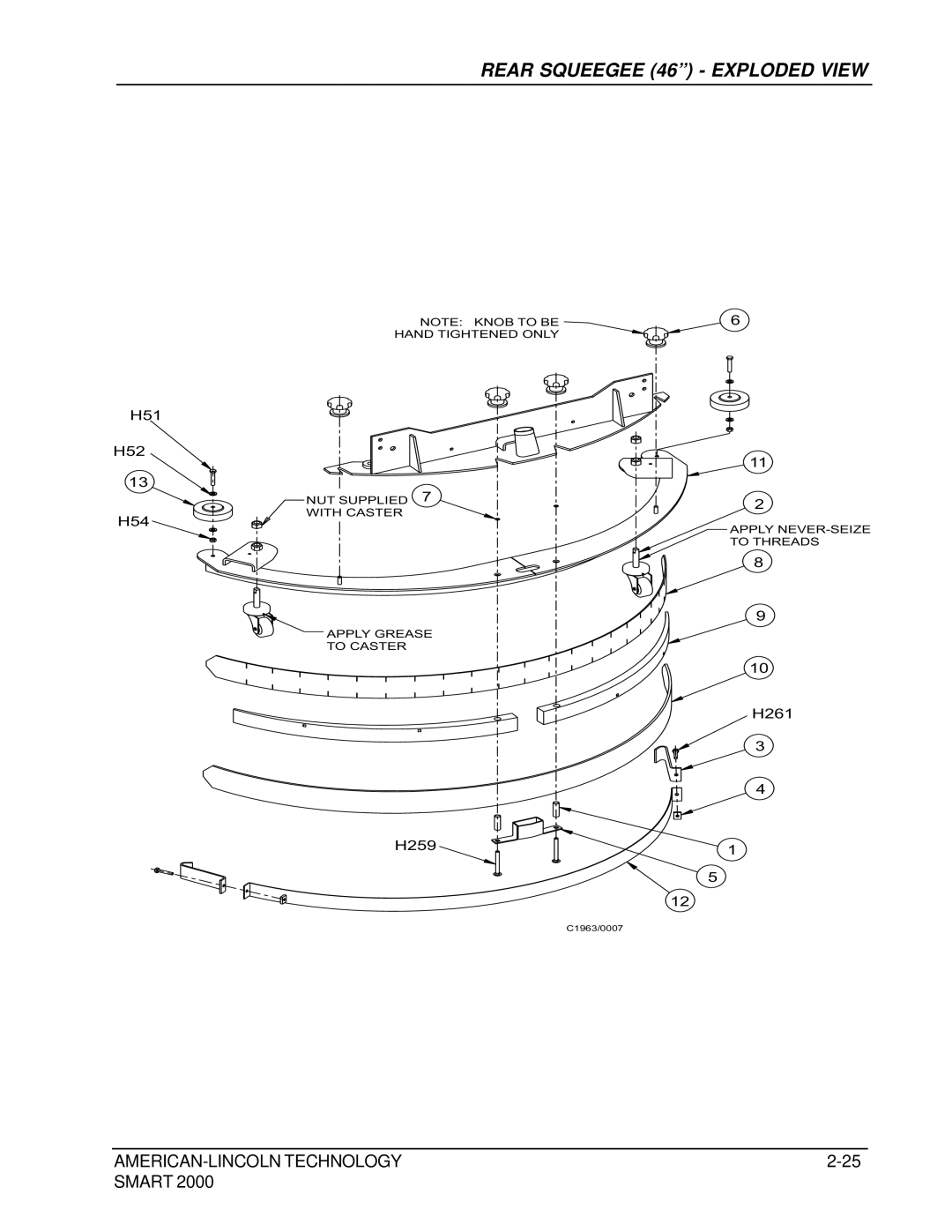 Nilfisk-ALTO 2000 manual Rear Squeegee 46 Exploded View 