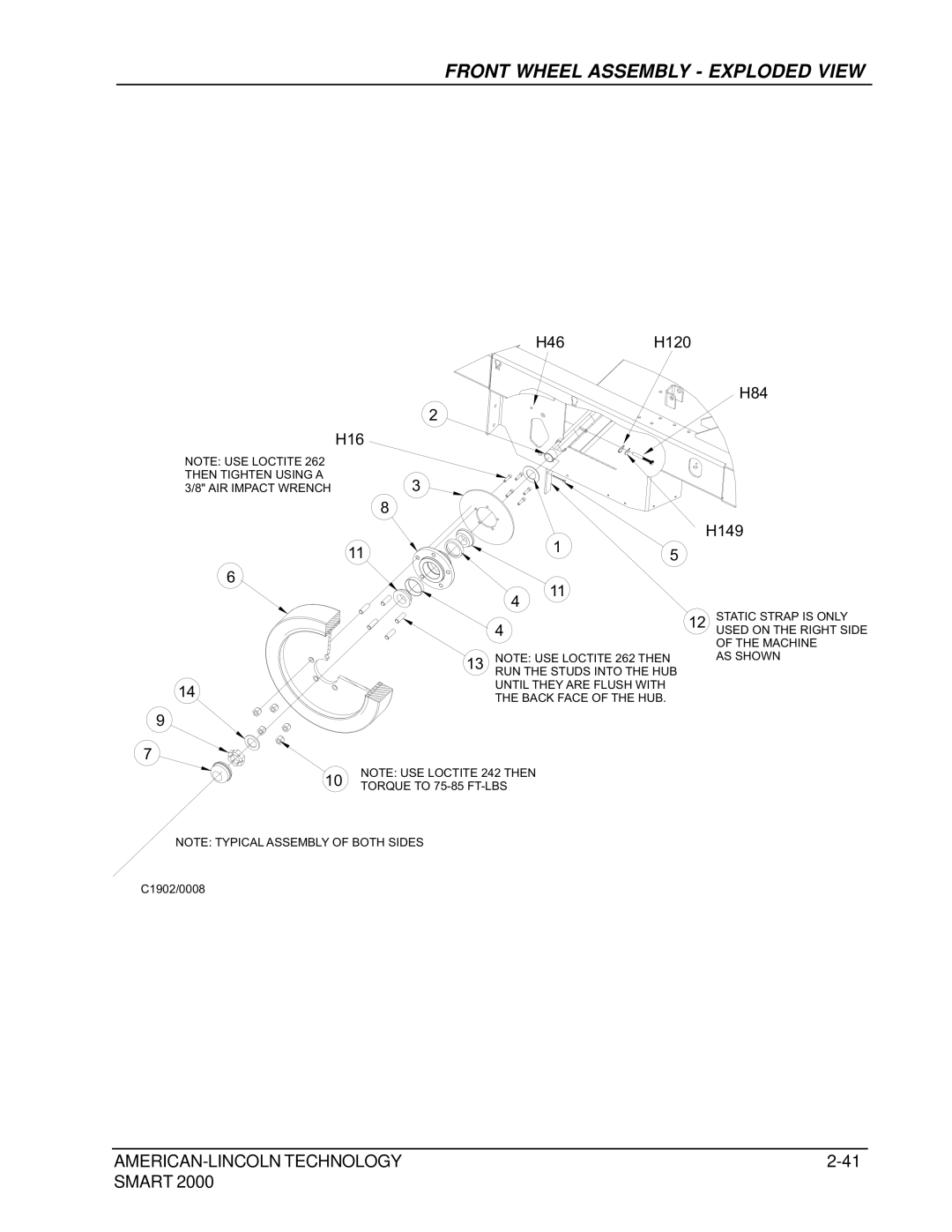 Nilfisk-ALTO 2000 manual Front Wheel Assembly Exploded View, H46H120 H84 H16 