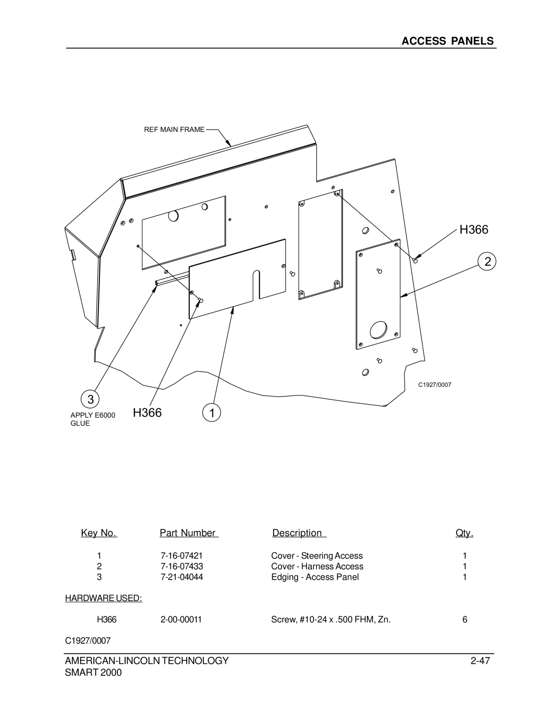 Nilfisk-ALTO 2000 manual H366, Access Panels 