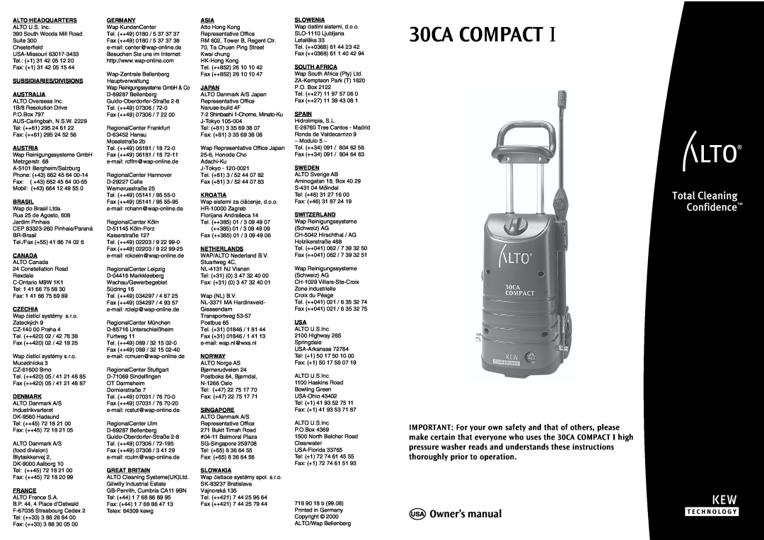 Nilfisk-ALTO 30CA COMPACT I owner manual 