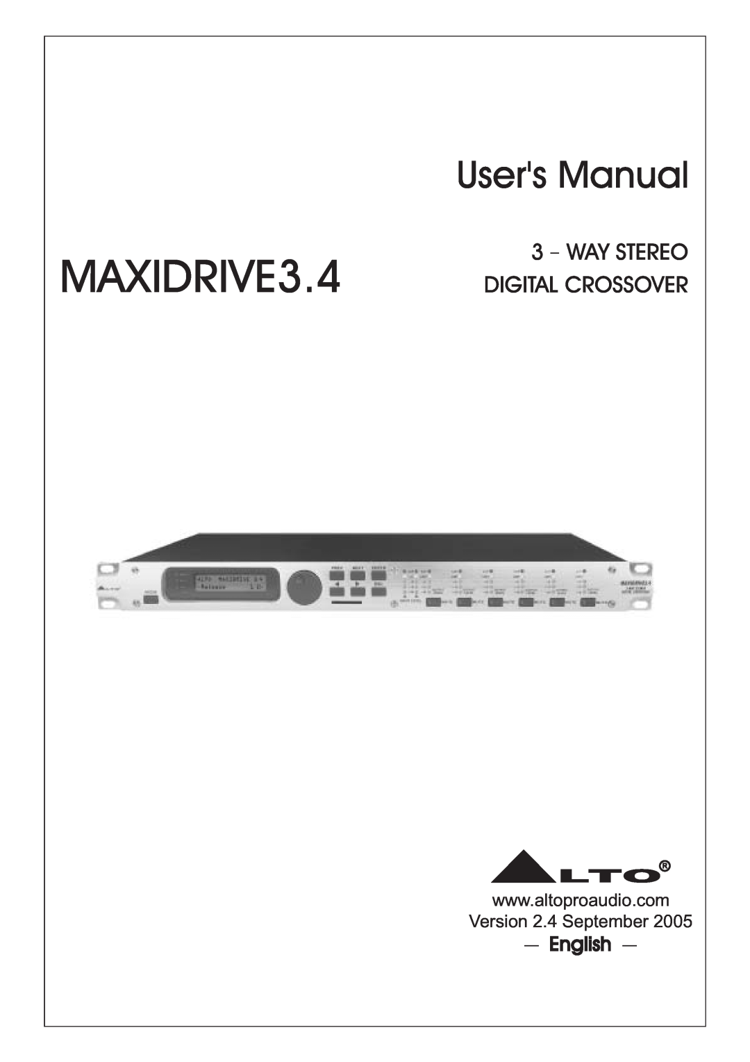 Nilfisk-ALTO user manual MAXIDRIVE3.4, Digital Crossover, English, Way Stereo 