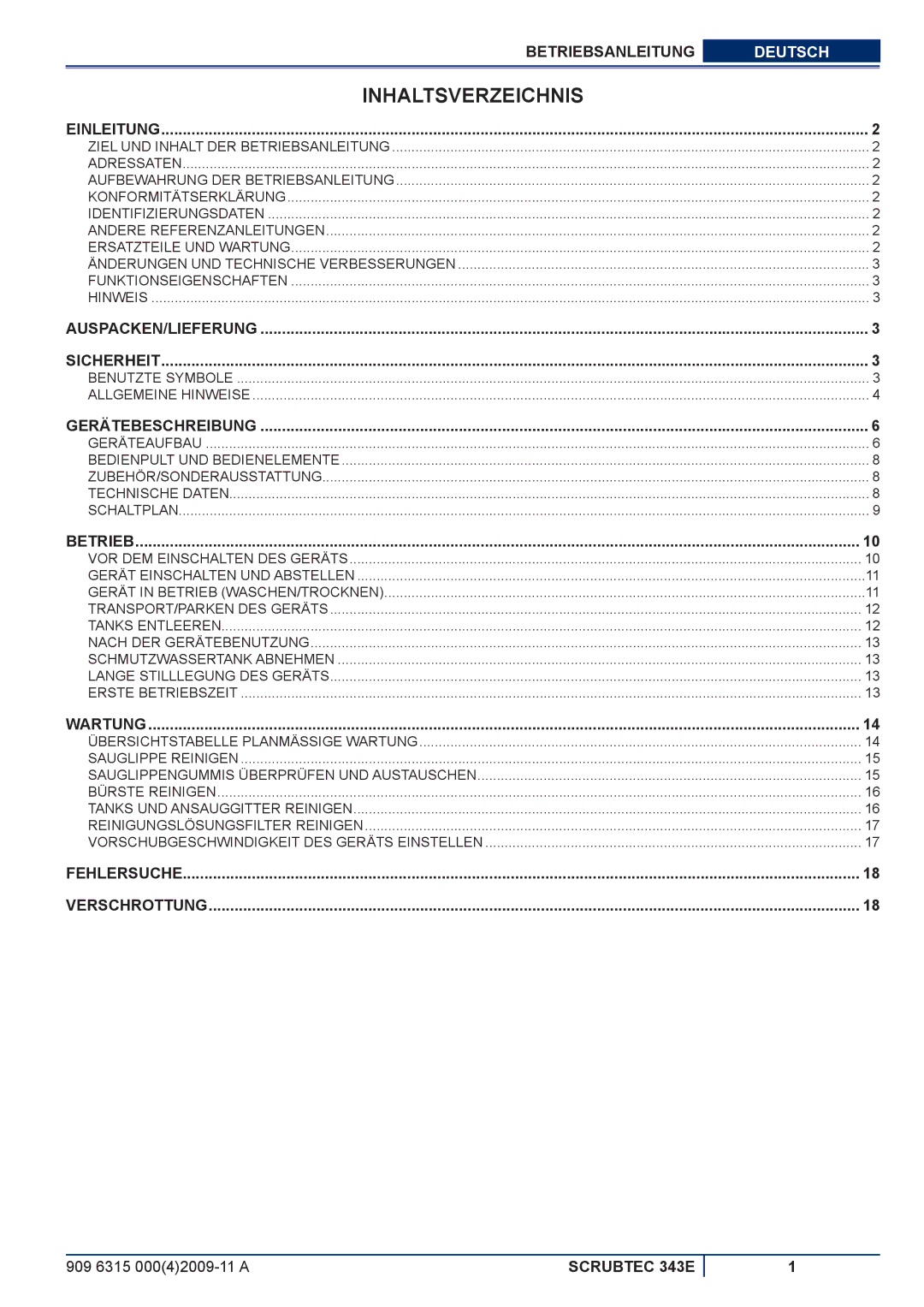 Nilfisk-ALTO 343E manuel dutilisation Inhaltsverzeichnis, Einleitung 