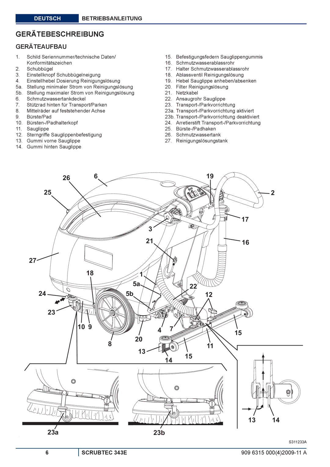 Nilfisk-ALTO 343E manuel dutilisation Gerätebeschreibung, Geräteaufbau 