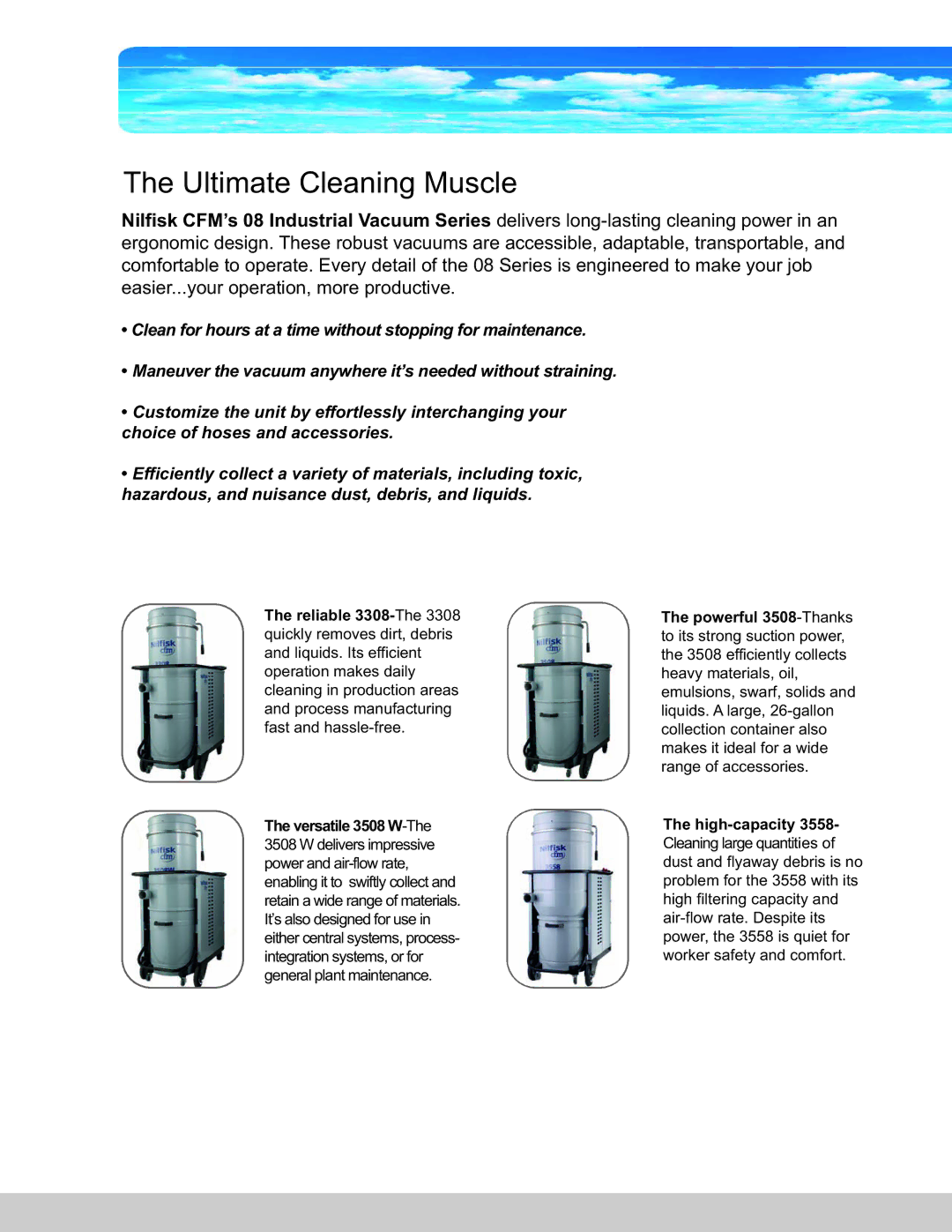 Nilfisk-ALTO 3558, 3508W, 3308 manual Ultimate Cleaning Muscle 