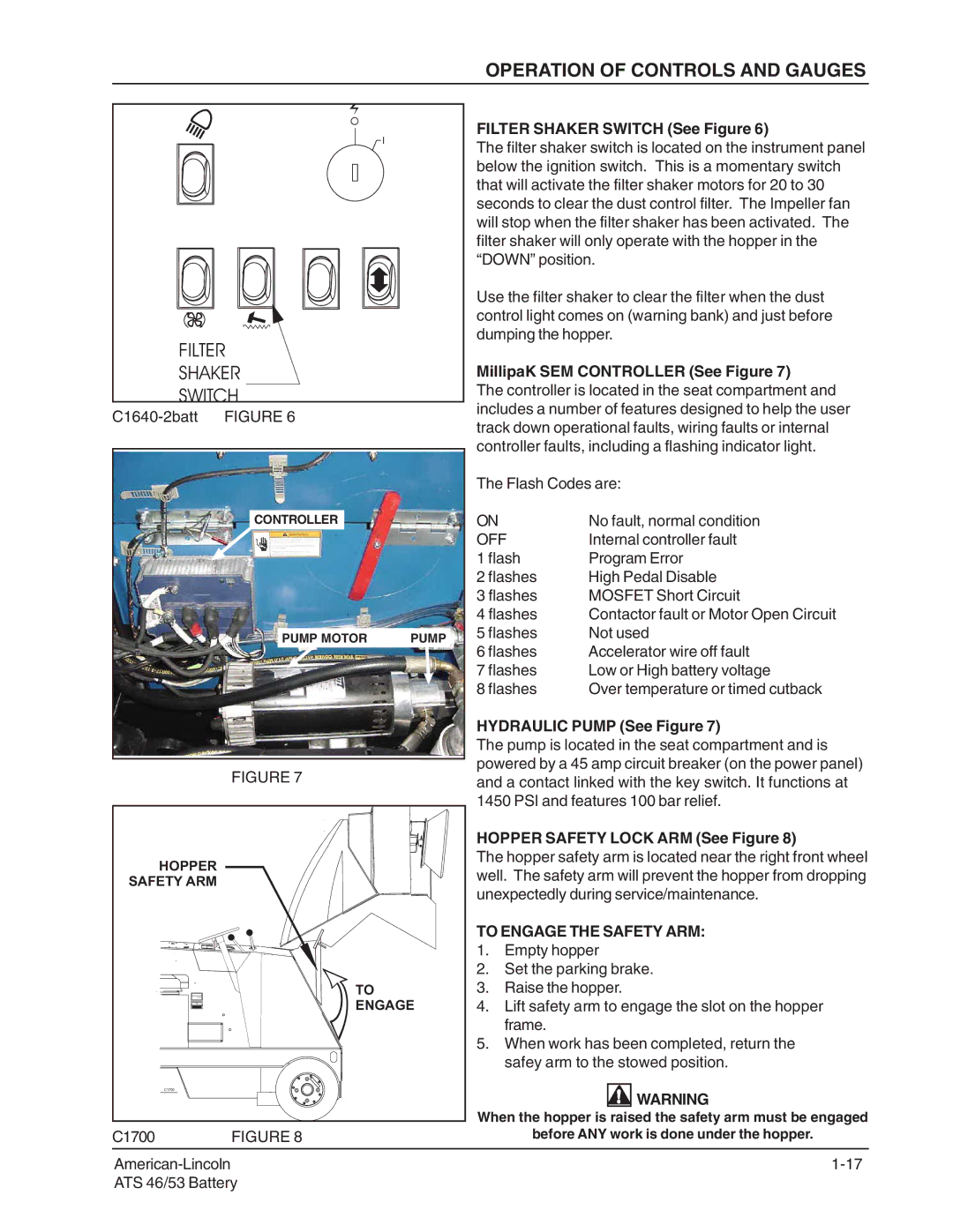 Nilfisk-ALTO 46/53 manual Filter Shaker Switch, To Engage the Safety ARM 