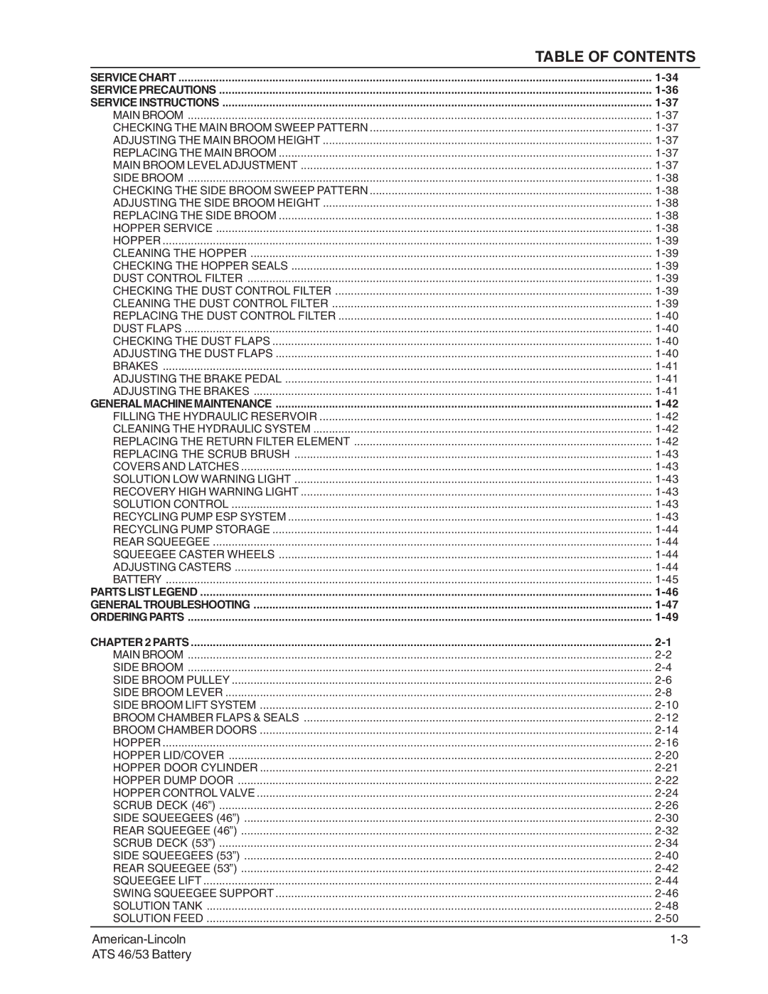 Nilfisk-ALTO manual American-Lincoln ATS 46/53 Battery 