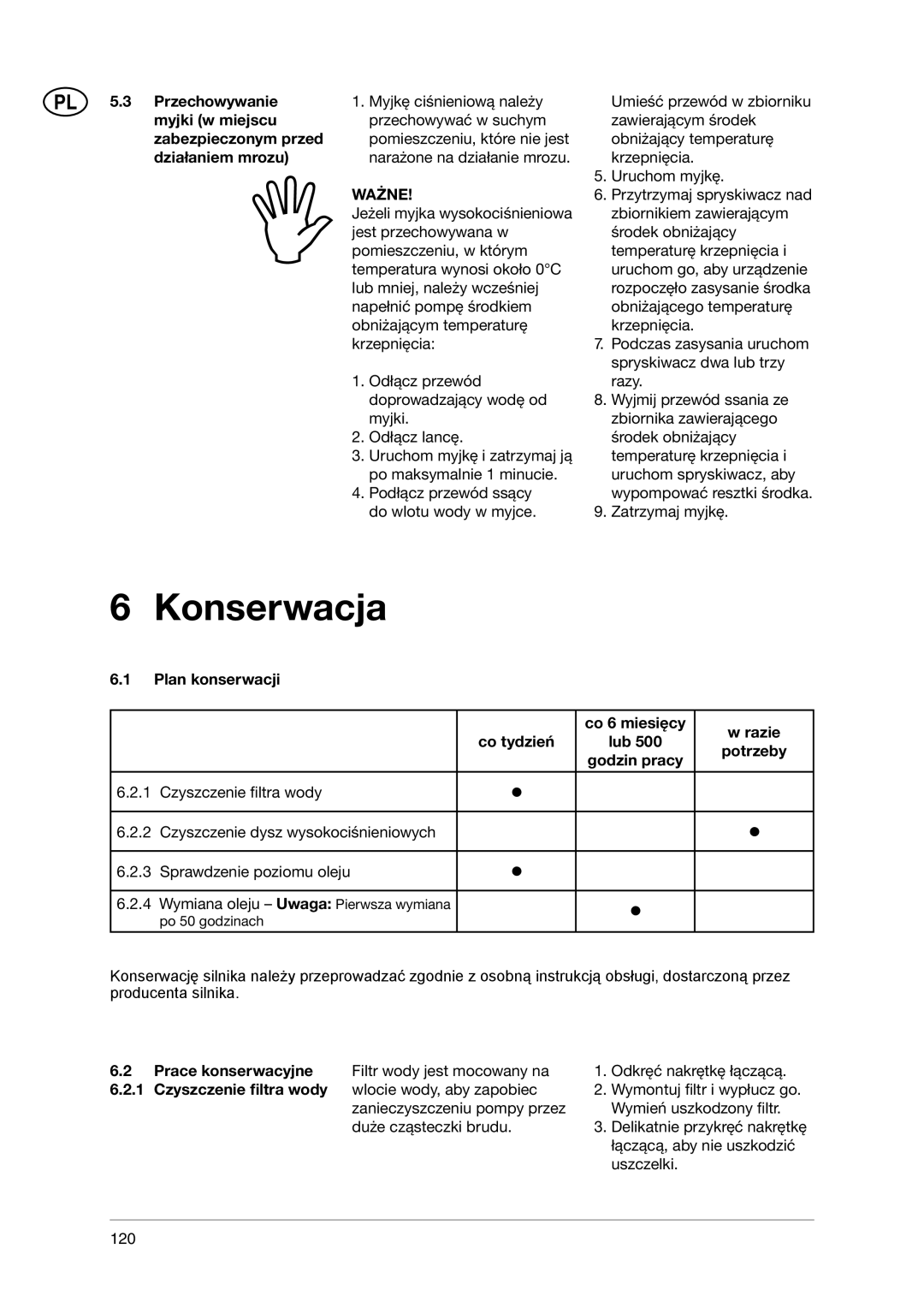 Nilfisk-ALTO 5-53 PE, 5-54 DE, 5-47, 3-36 user manual Konserwacja, Ważne 