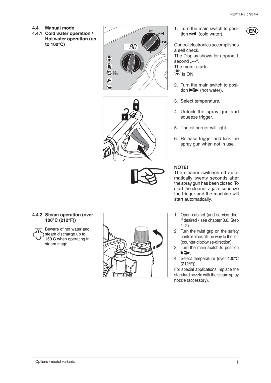 Nilfisk-ALTO 5 SB FA operating instructions Options / model variants 