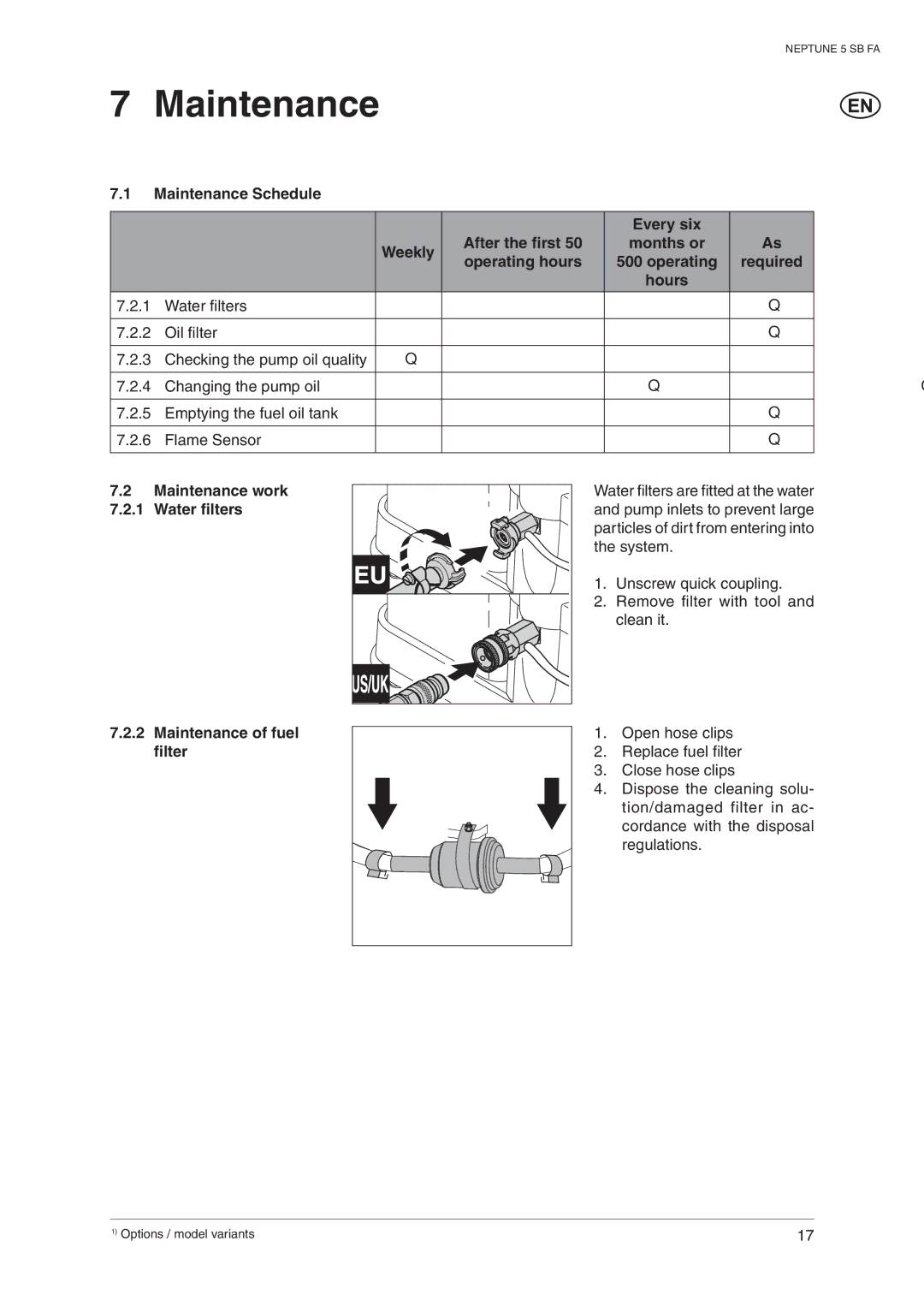 Nilfisk-ALTO 5 SB FA operating instructions Maintenance 