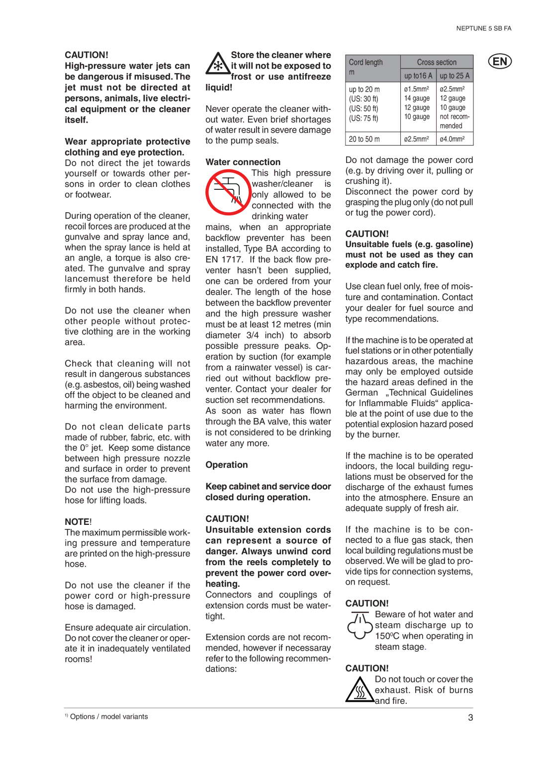 Nilfisk-ALTO 5 SB FA operating instructions Liquid, Water connection, Operation 