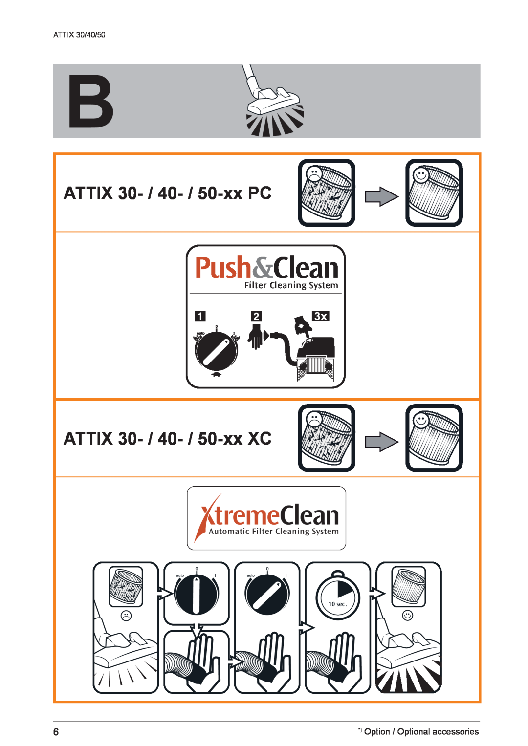 Nilfisk-ALTO 50/PC/XC ATTIX 30- / 40- / 50-xxPC, ATTIX 30- / 40- / 50-xxXC, Filter Cleaning System, ATTIX 30/40/50, 10 sec 