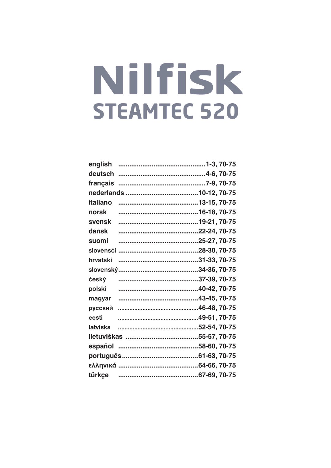 Nilfisk-ALTO 520 manual Steamtec 