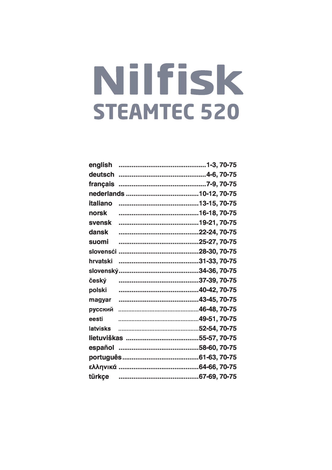 Nilfisk-ALTO 520 manual Steamtec, ðóññêèé, eesti, latvisks 