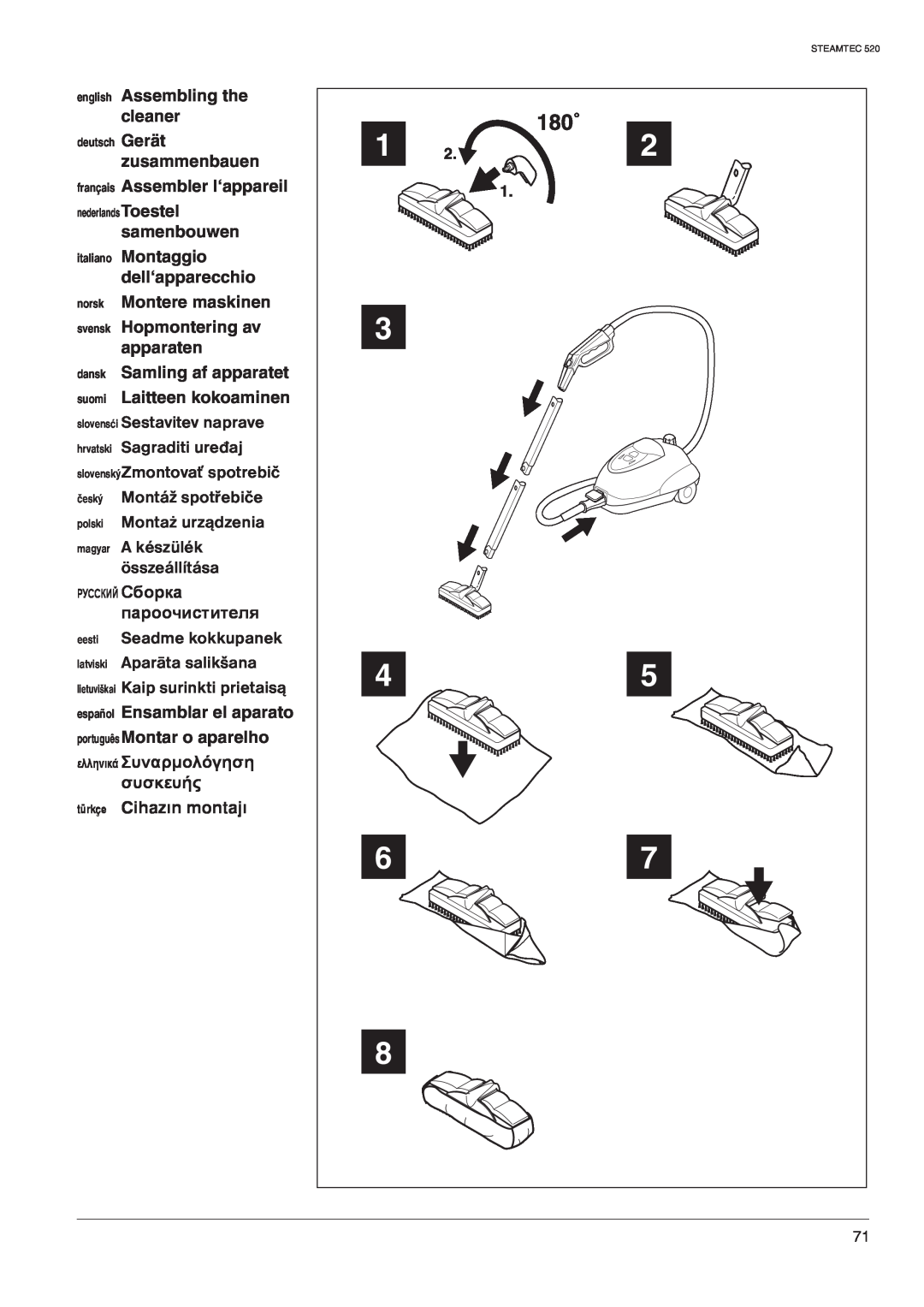 Nilfisk-ALTO 520 manual english Assembling the cleaner 