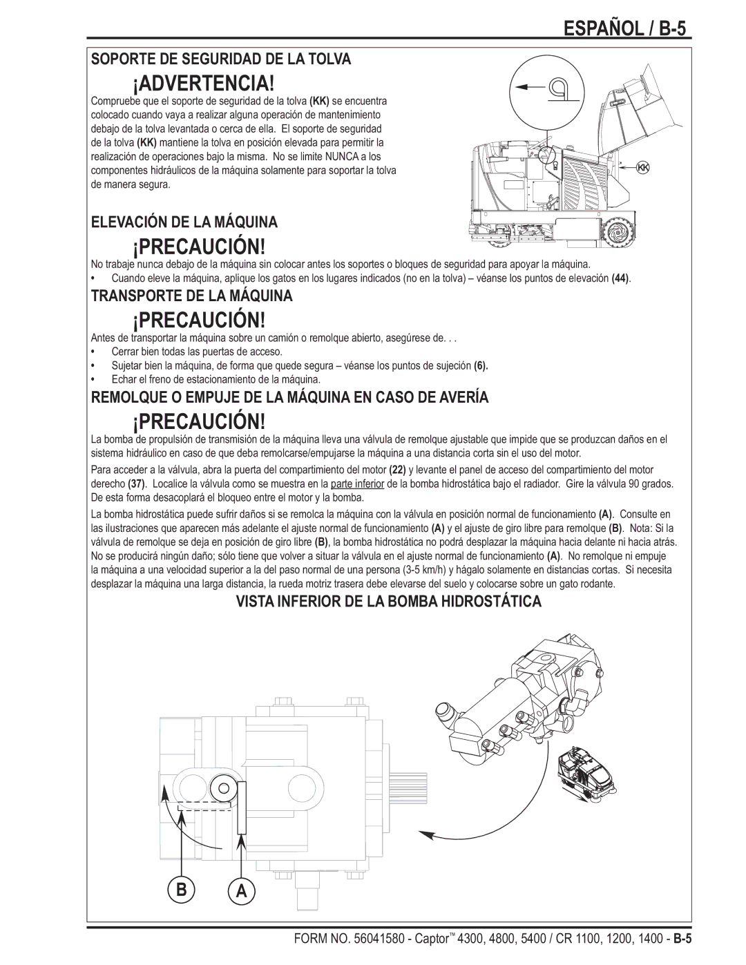 Nilfisk-ALTO 4300, 5400, 4800 manual Español / B-5 