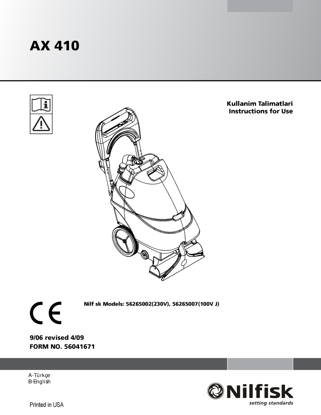 Nilfisk-ALTO 56265007, 56265002 manual Kullanim Talimatlari Instructions for Use 